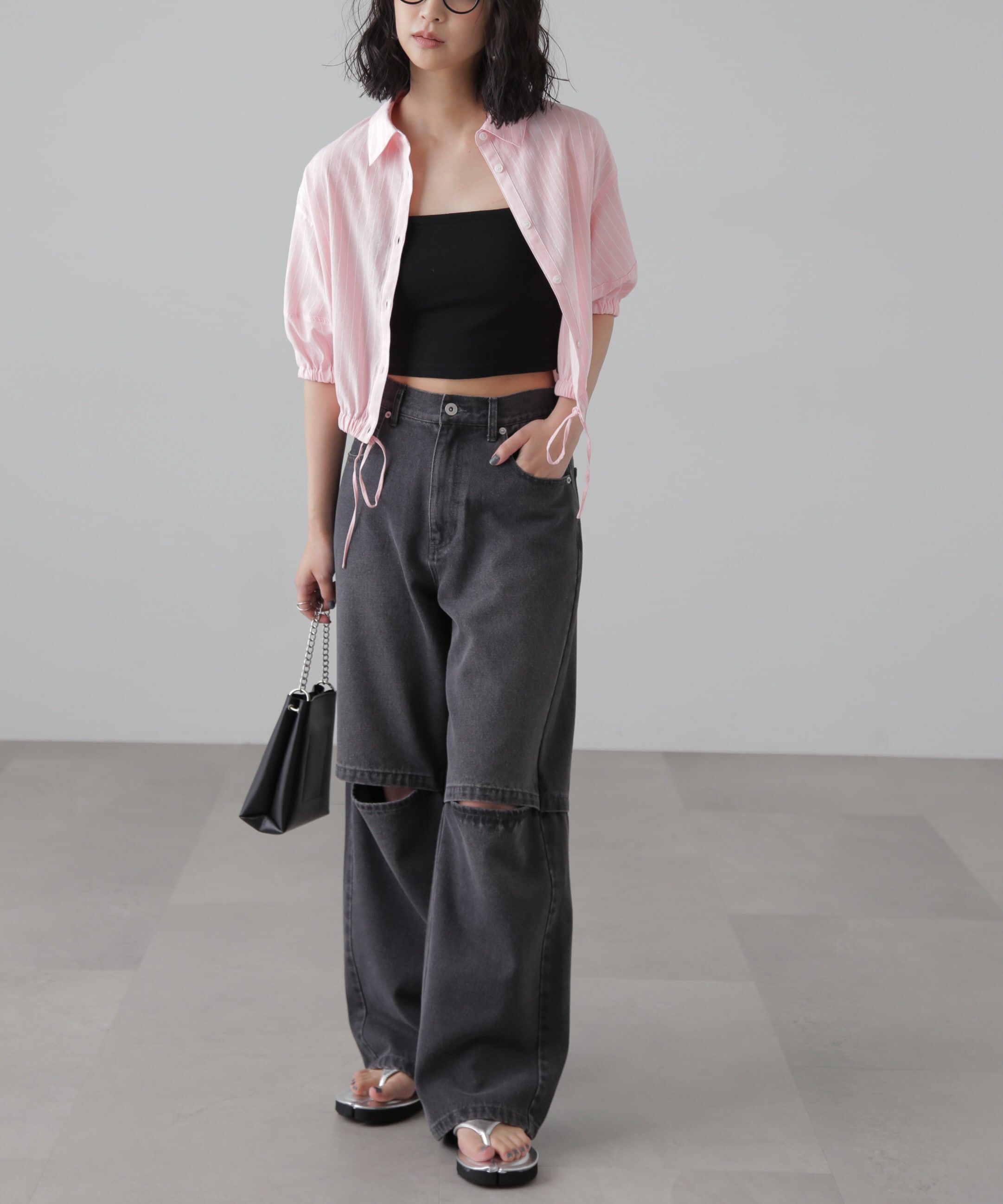  「裾ドロスト半袖ブラウス」|シャツ・ブラウス|