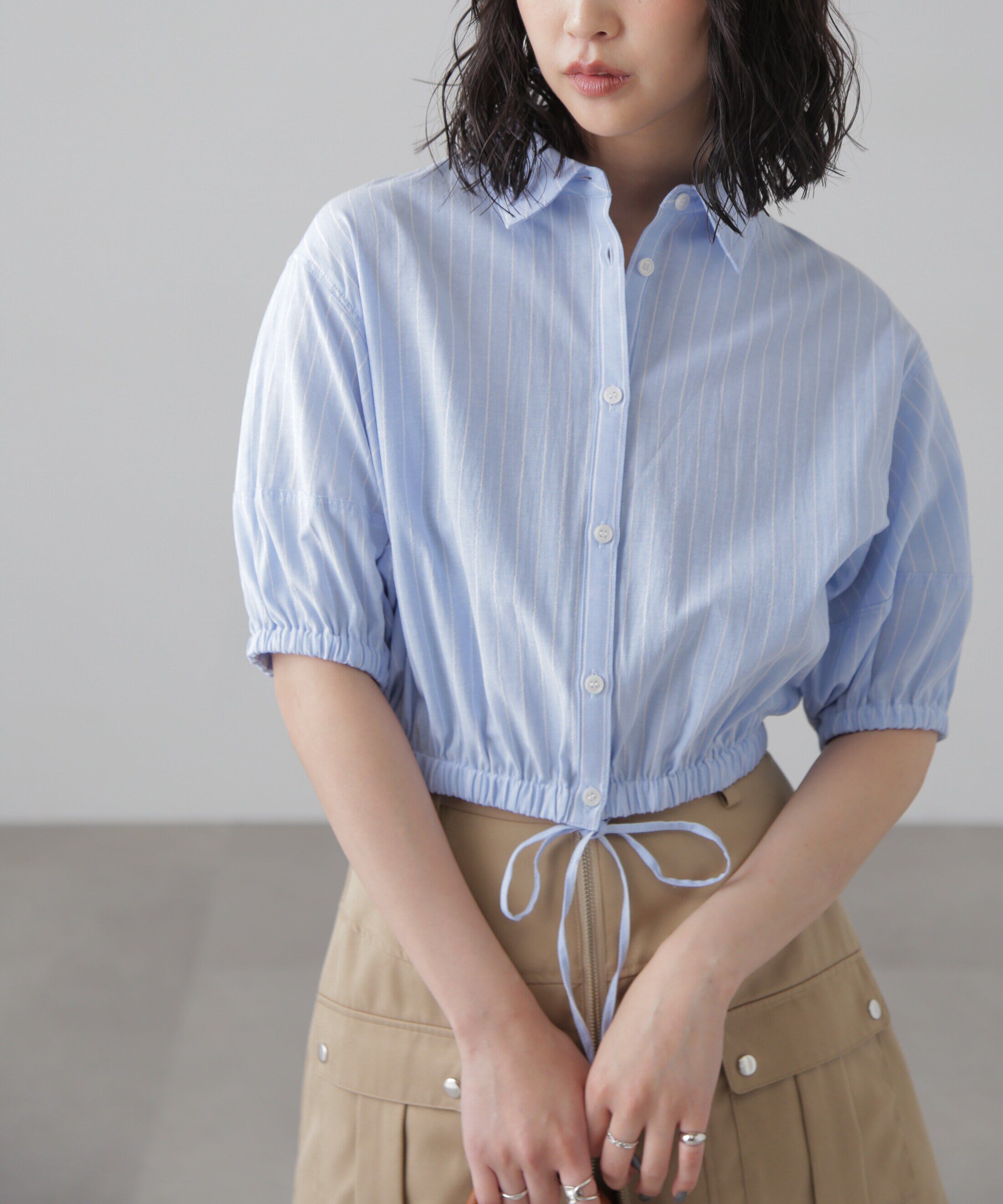  「裾ドロスト半袖ブラウス」|シャツ・ブラウス|ブルーベース 1
