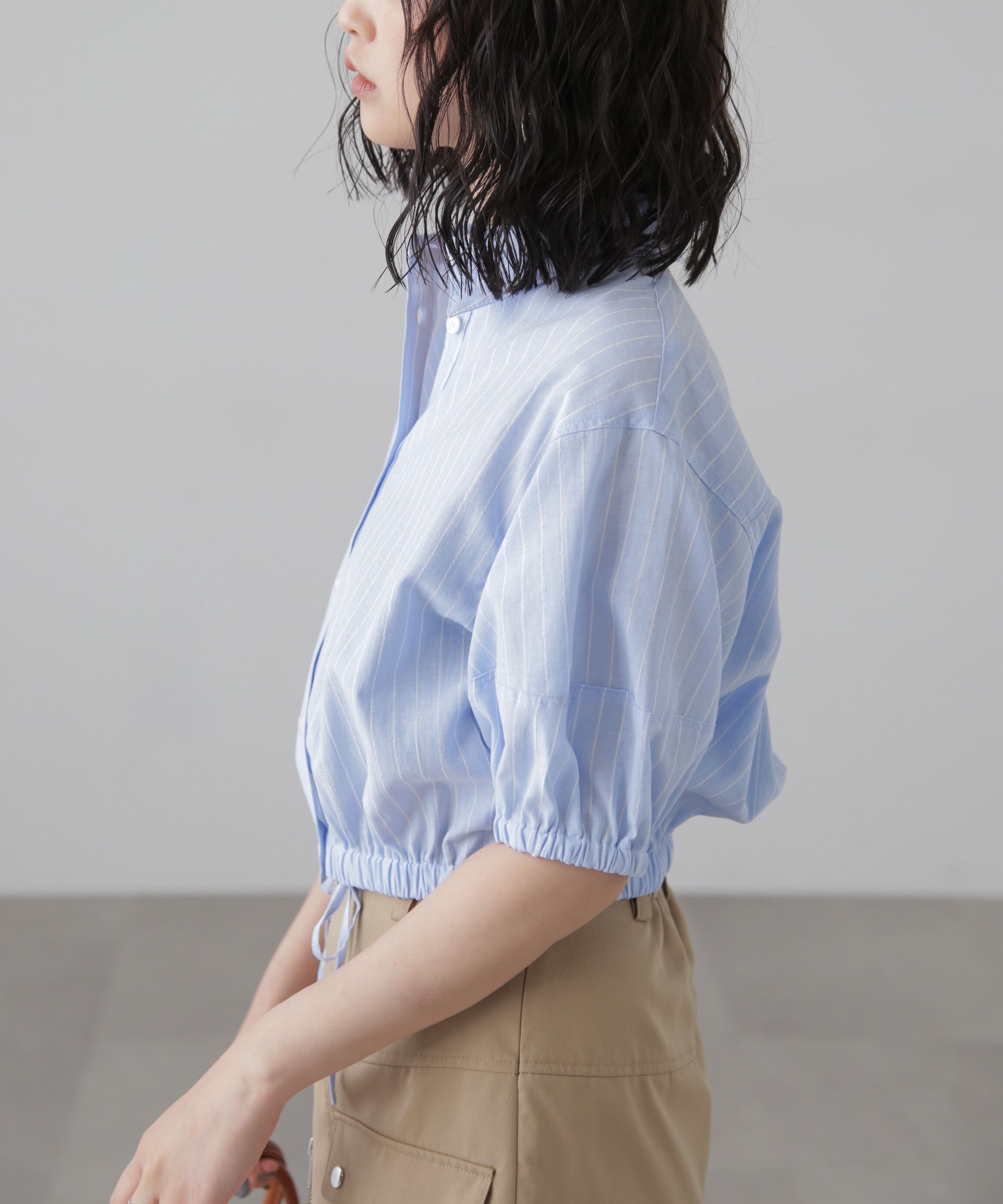  「裾ドロスト半袖ブラウス」|シャツ・ブラウス|