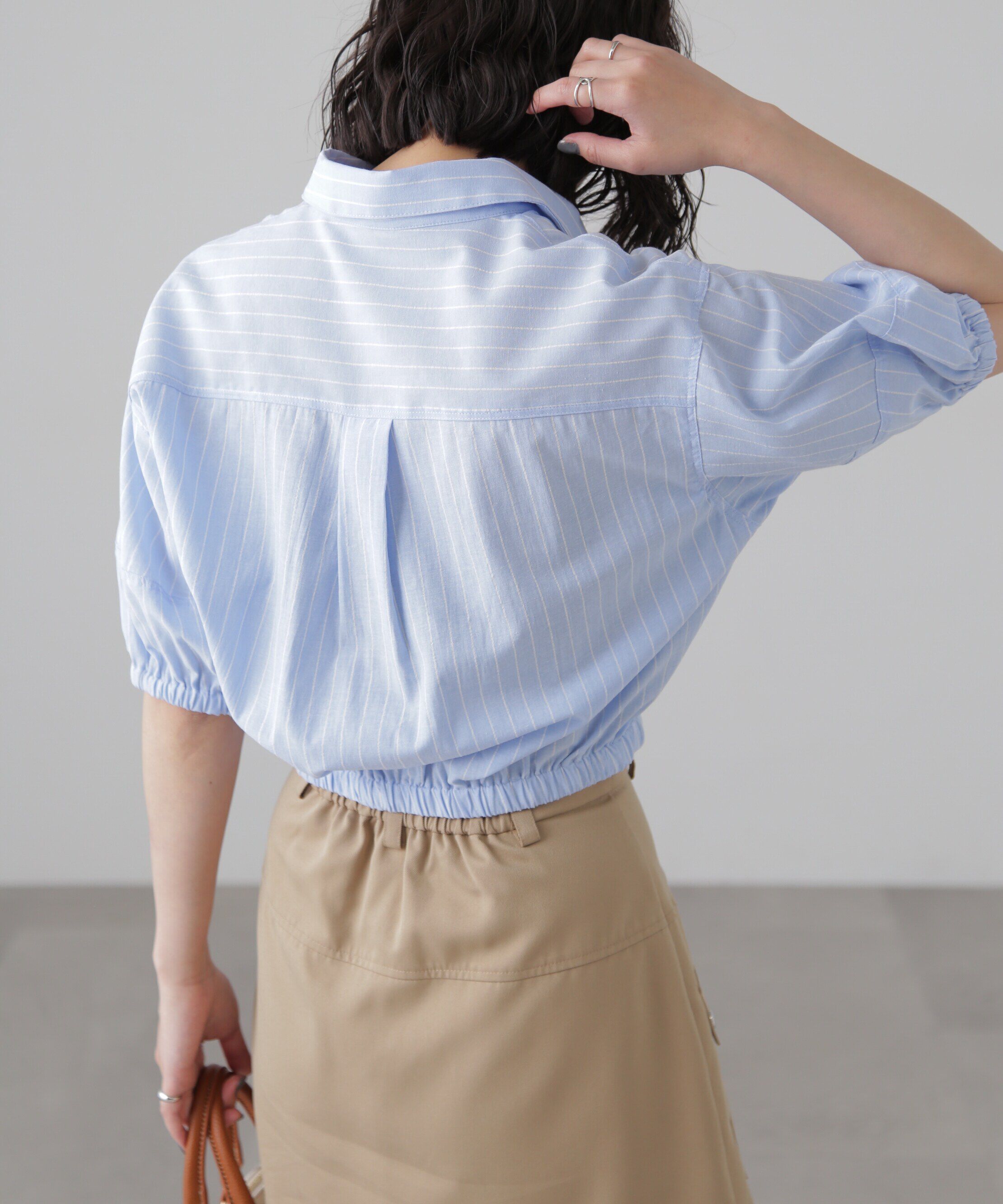  「裾ドロスト半袖ブラウス」|シャツ・ブラウス|