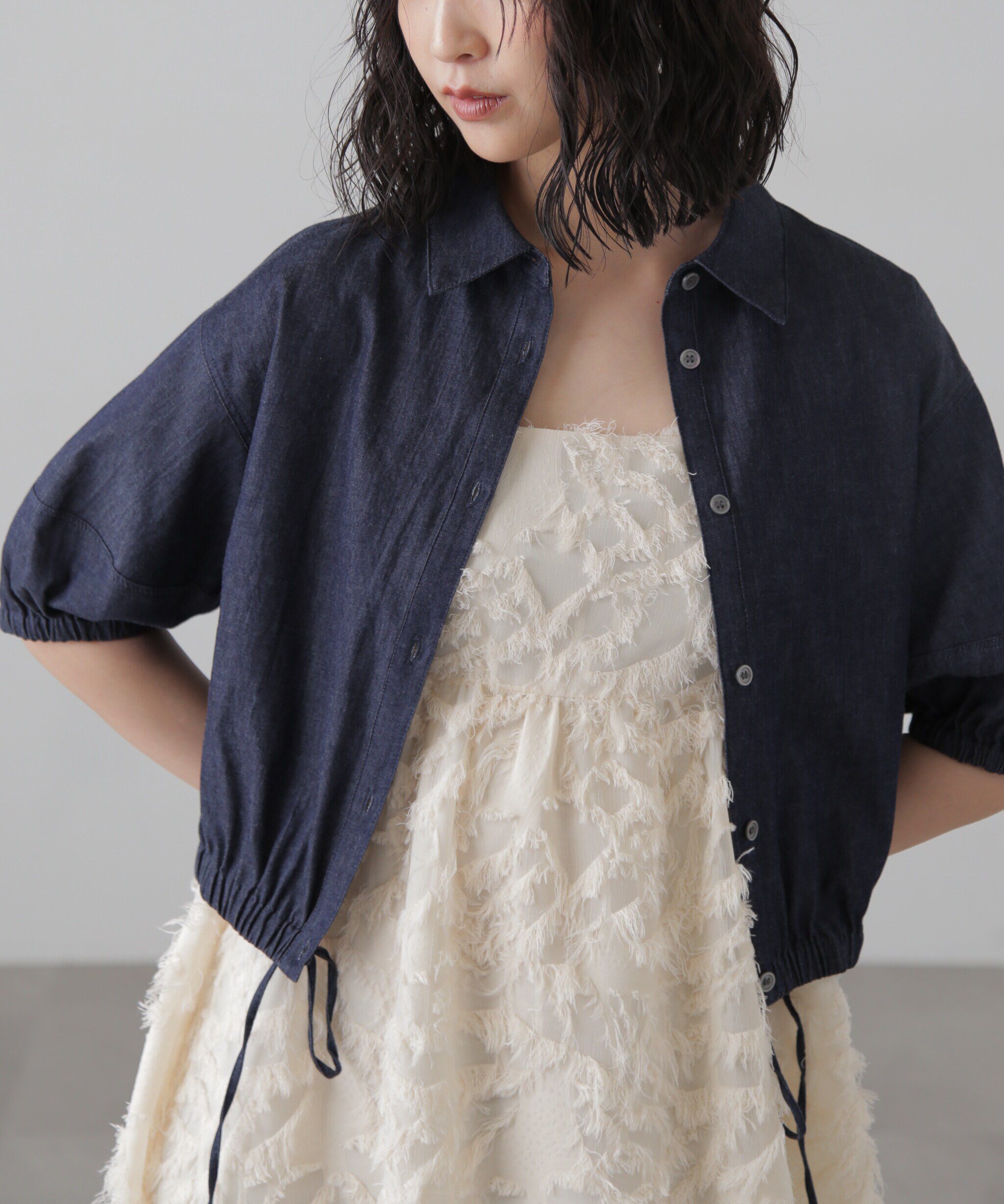  「裾ドロスト半袖ブラウス」|シャツ・ブラウス|