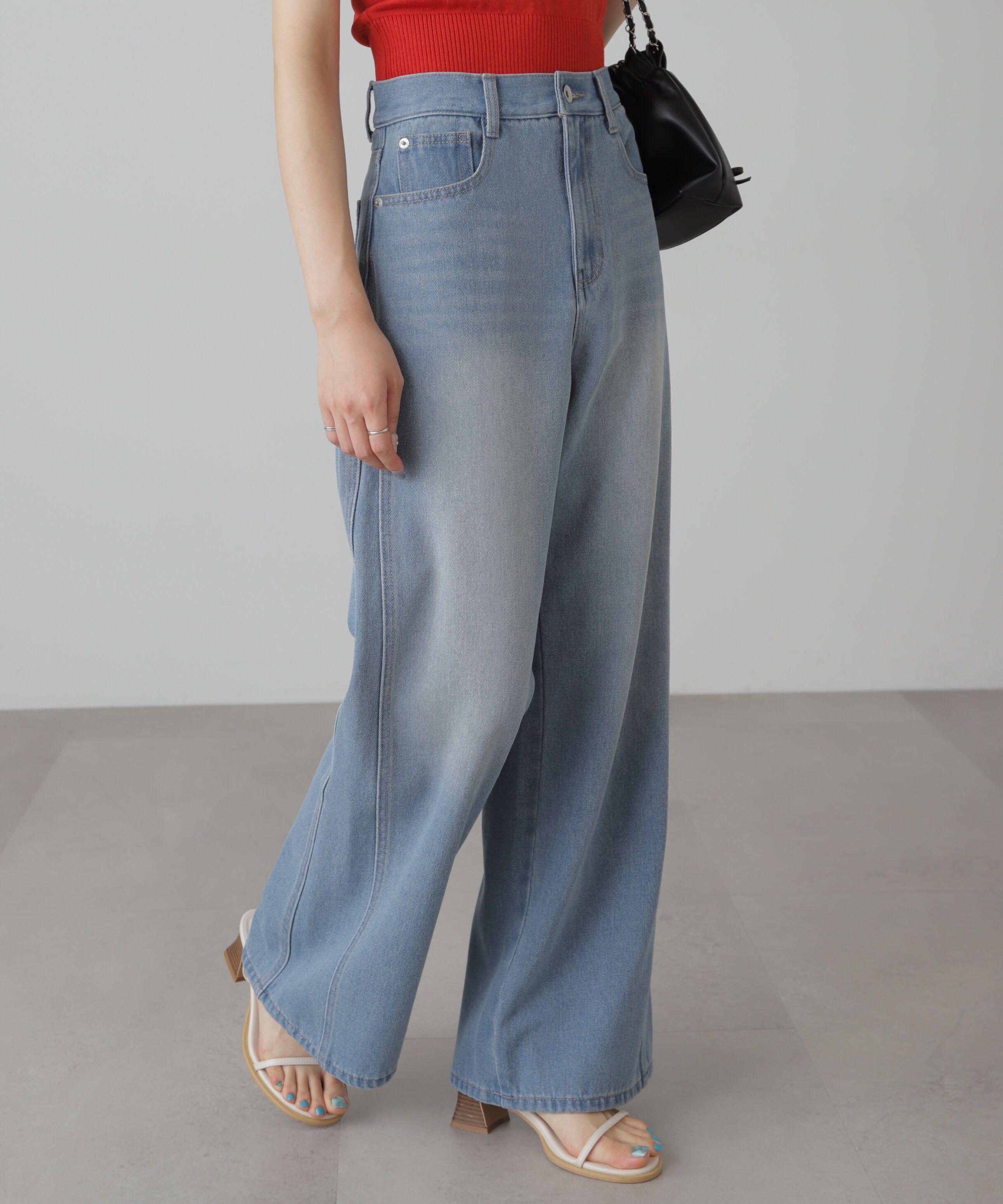  「[XS-Lサイズ展開]サイドパネルヴィンテージライクワイドデニム」|その他|