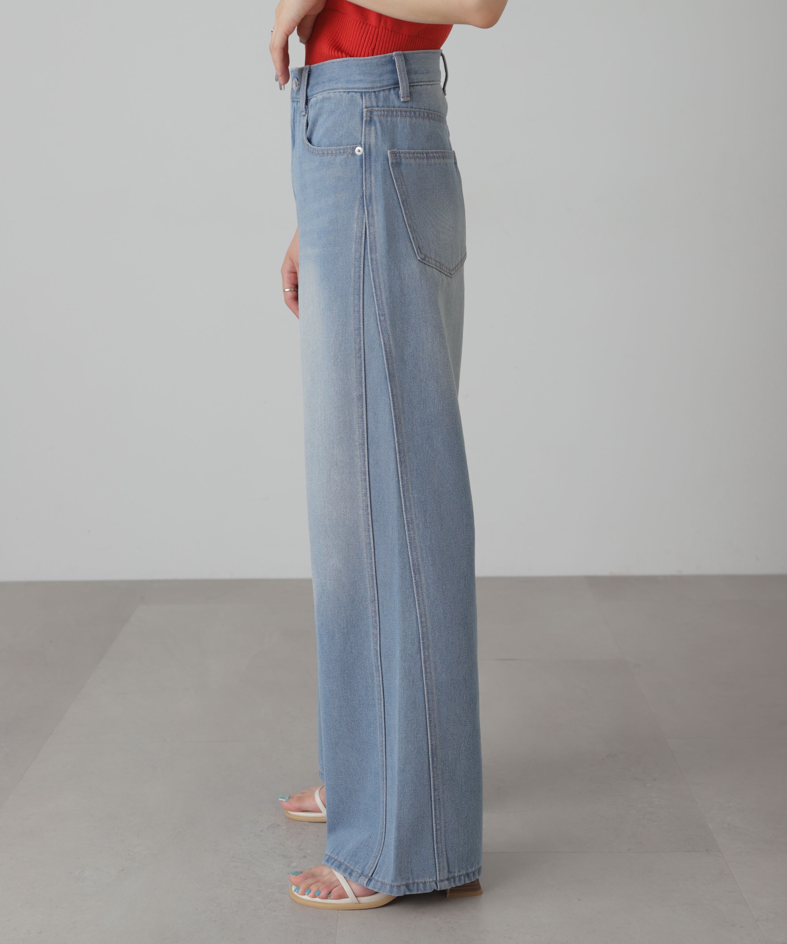  「[XS-Lサイズ展開]サイドパネルヴィンテージライクワイドデニム」|その他|