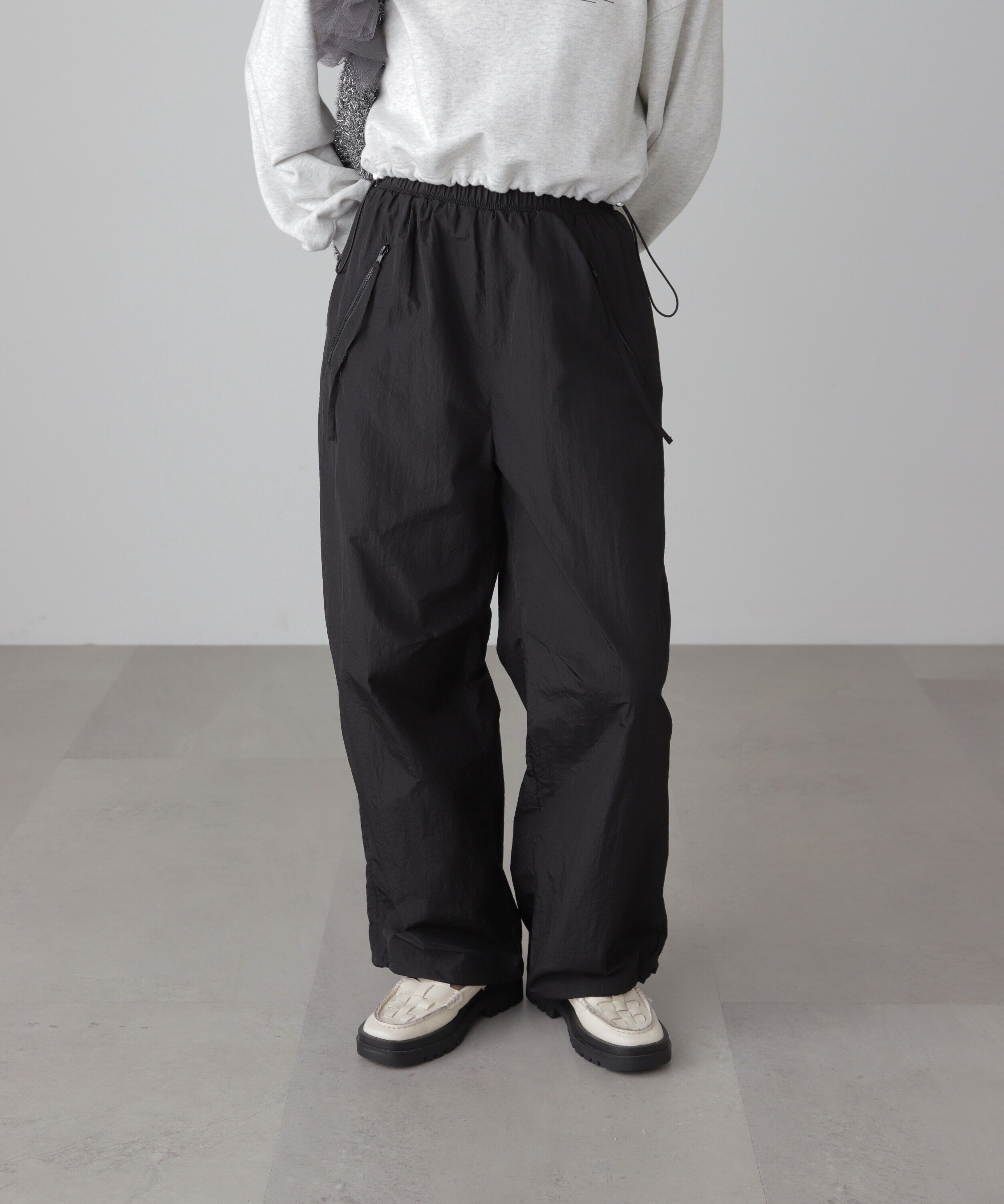  「ジップポケットパラシュートパンツ」|その他|ブラック