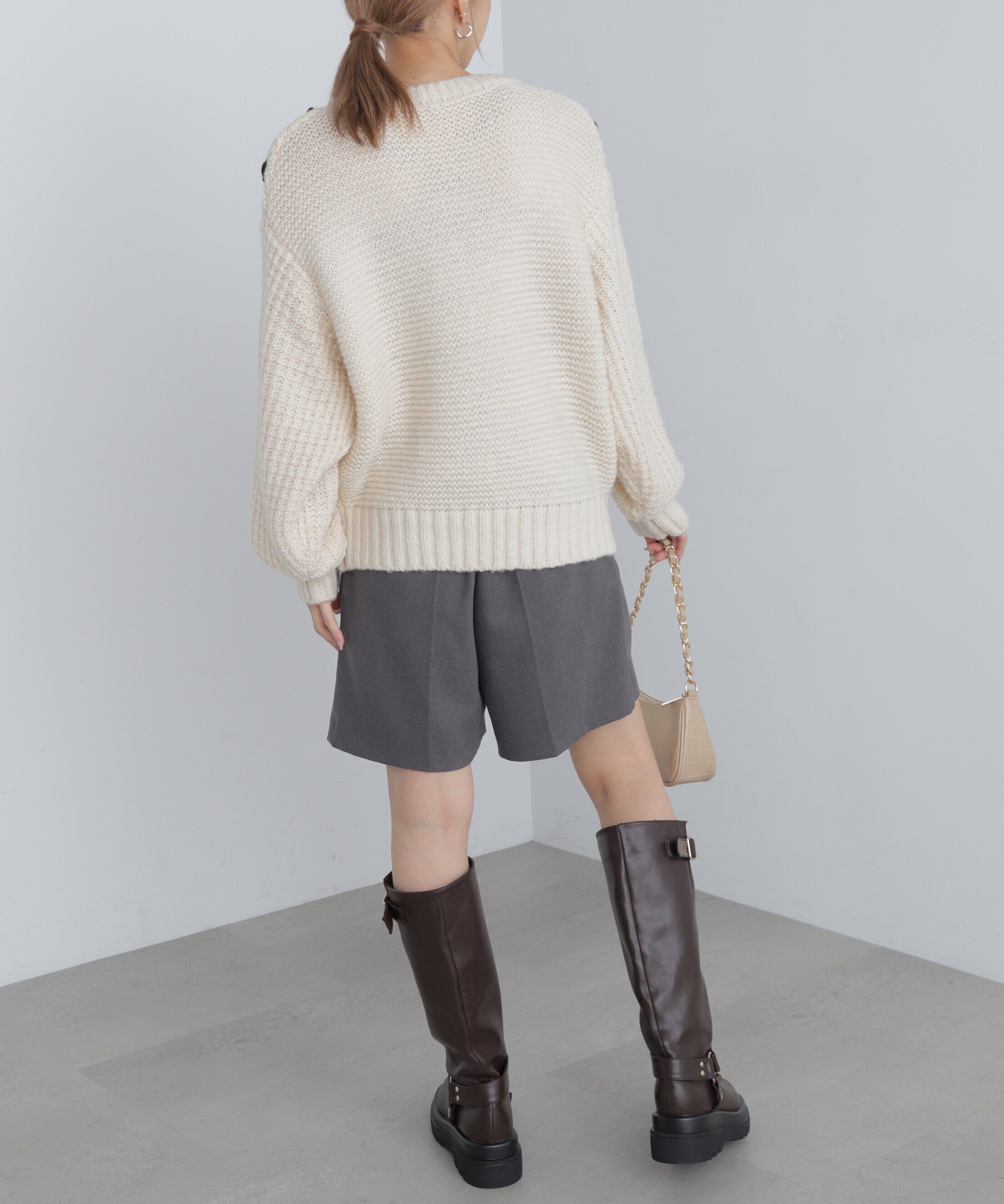  「配色ステッチニットプルオーバー」|ニット・セーター|