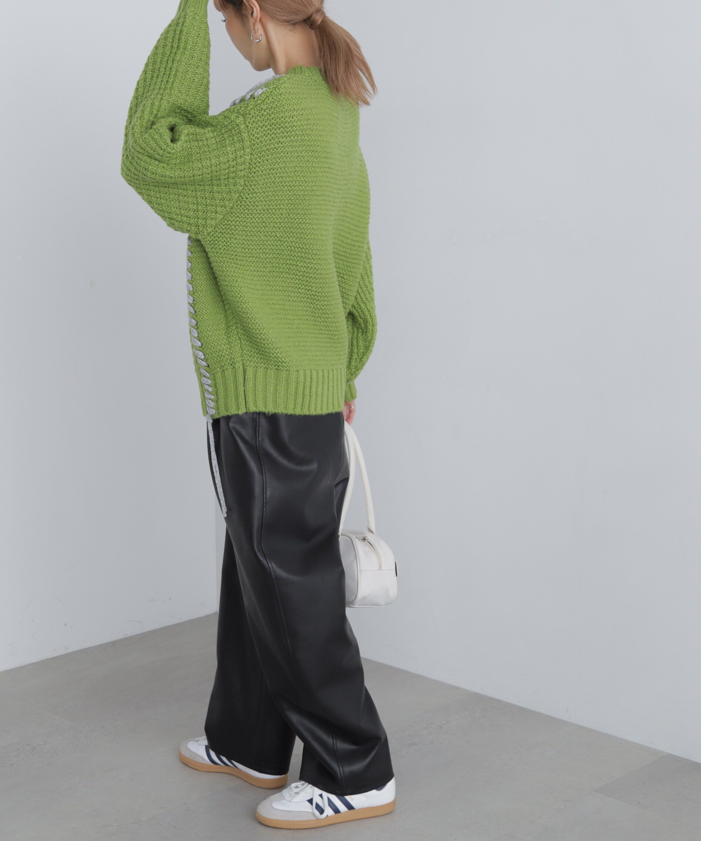  「配色ステッチニットプルオーバー」|ニット・セーター|