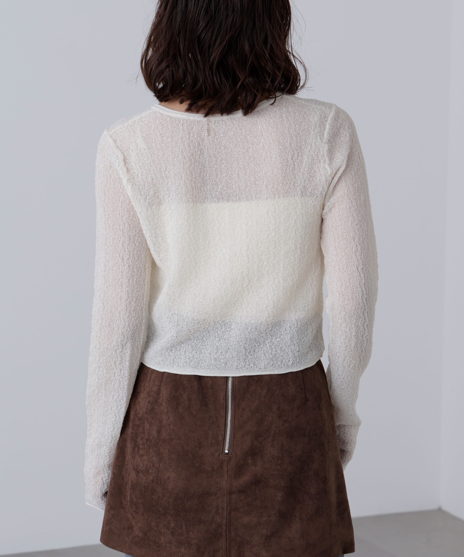  「シアーラウンドネックニットカーディガン」|ニット・セーター|