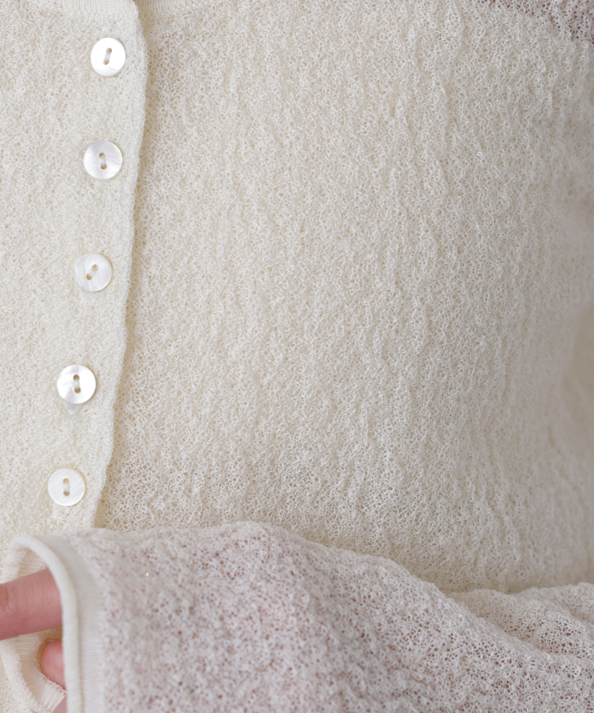  「シアーラウンドネックニットカーディガン」|ニット・セーター|