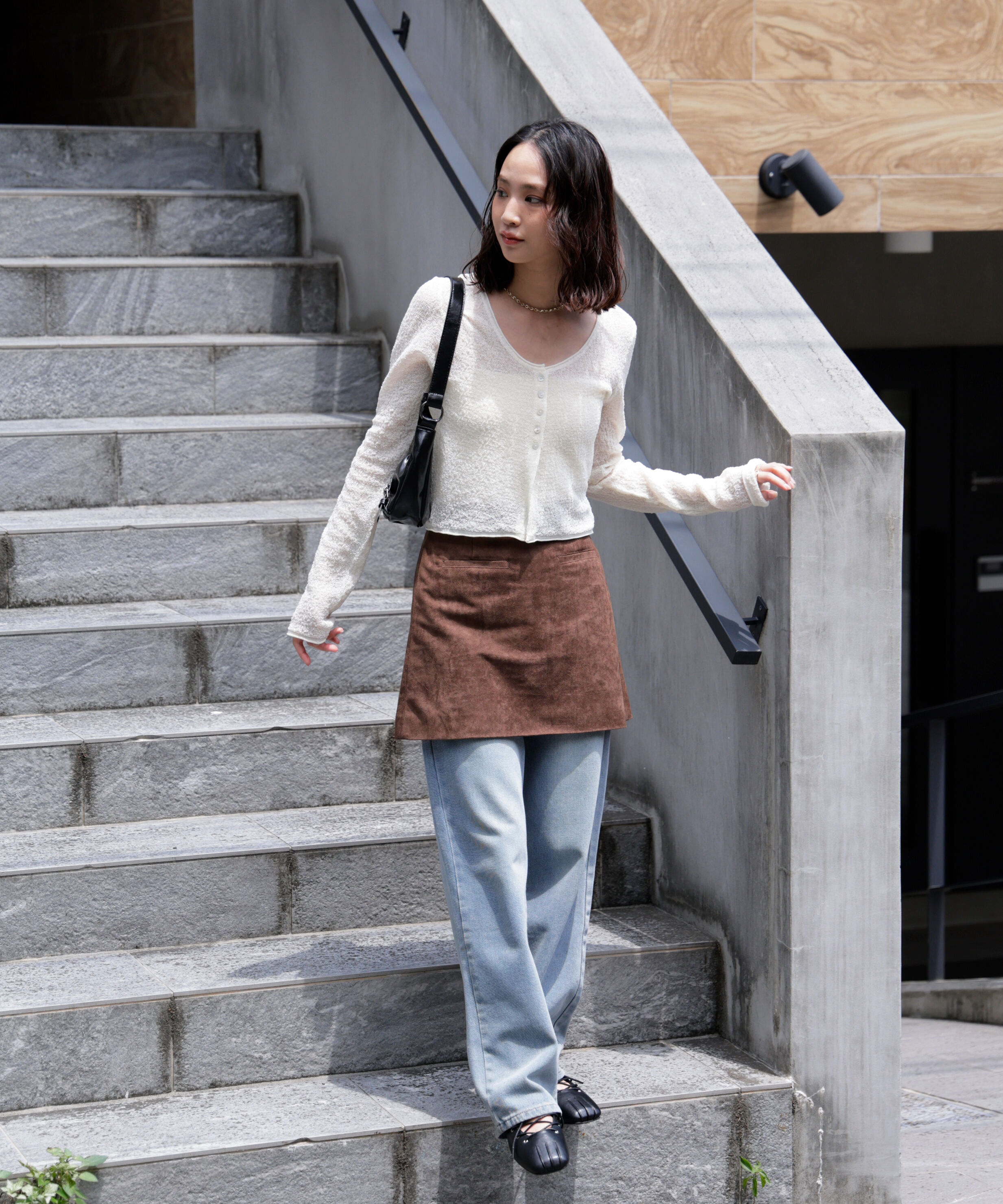  「シアーラウンドネックニットカーディガン」|ニット・セーター|