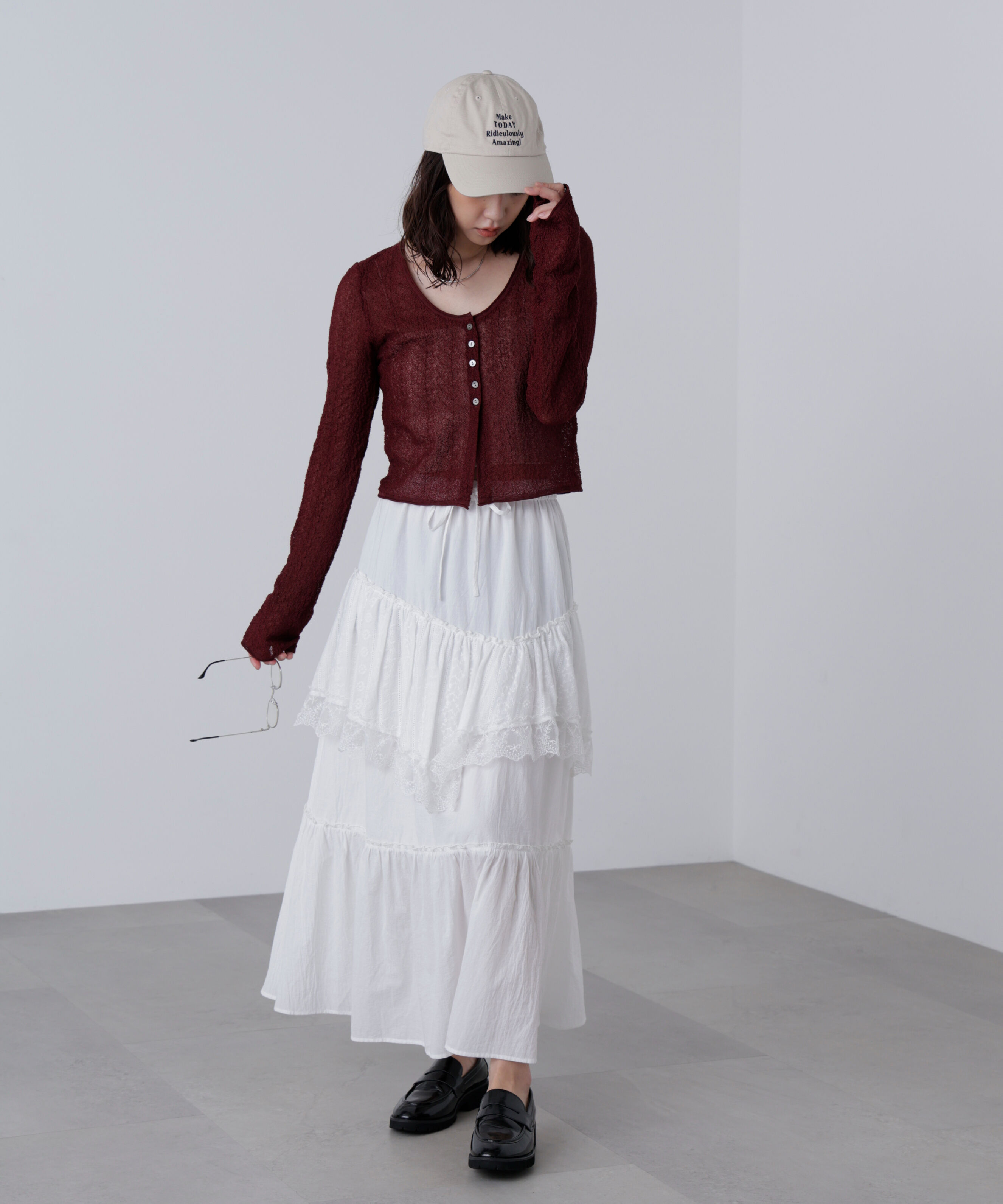  「シアーラウンドネックニットカーディガン」|ニット・セーター|