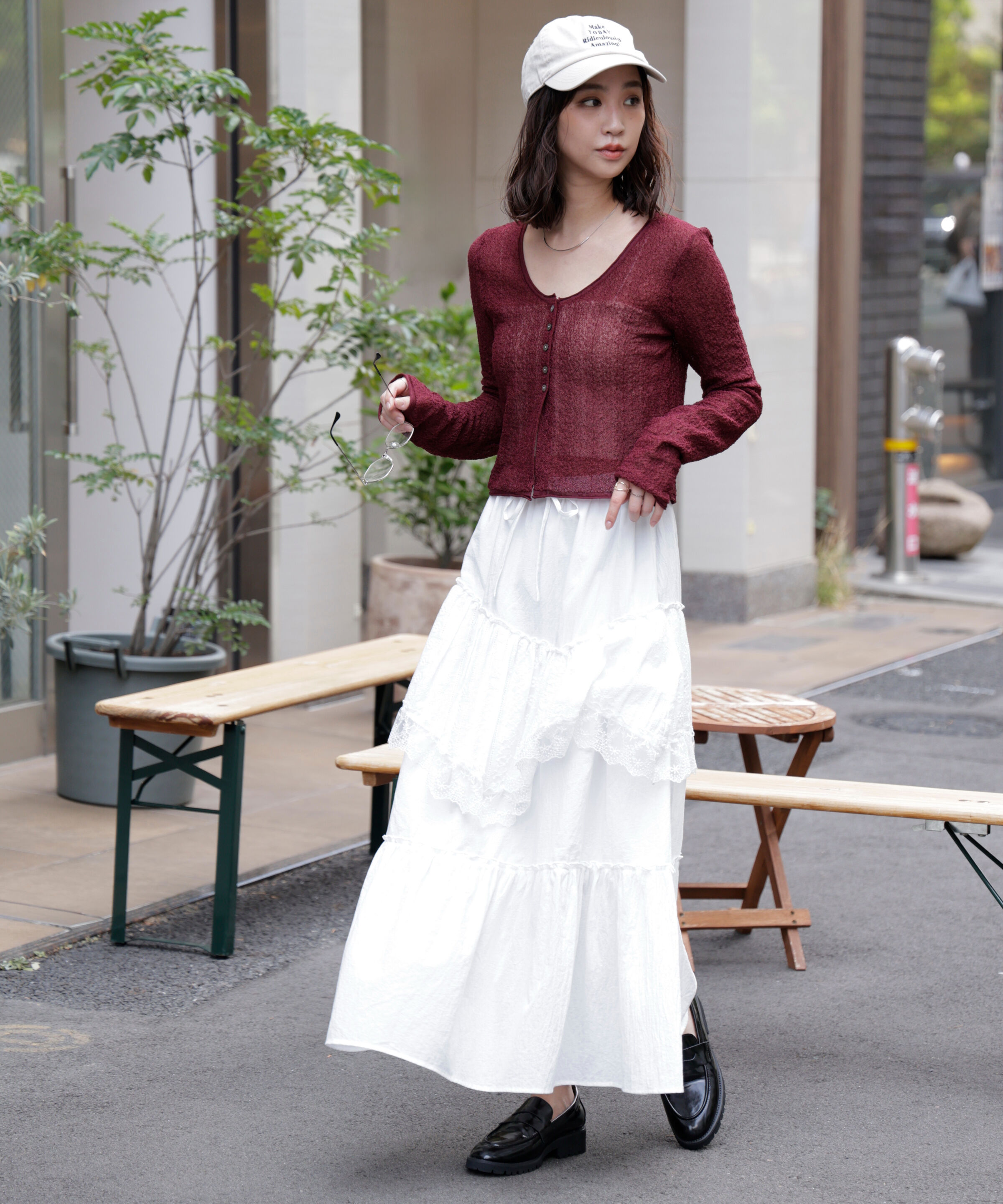  「シアーラウンドネックニットカーディガン」|ニット・セーター|