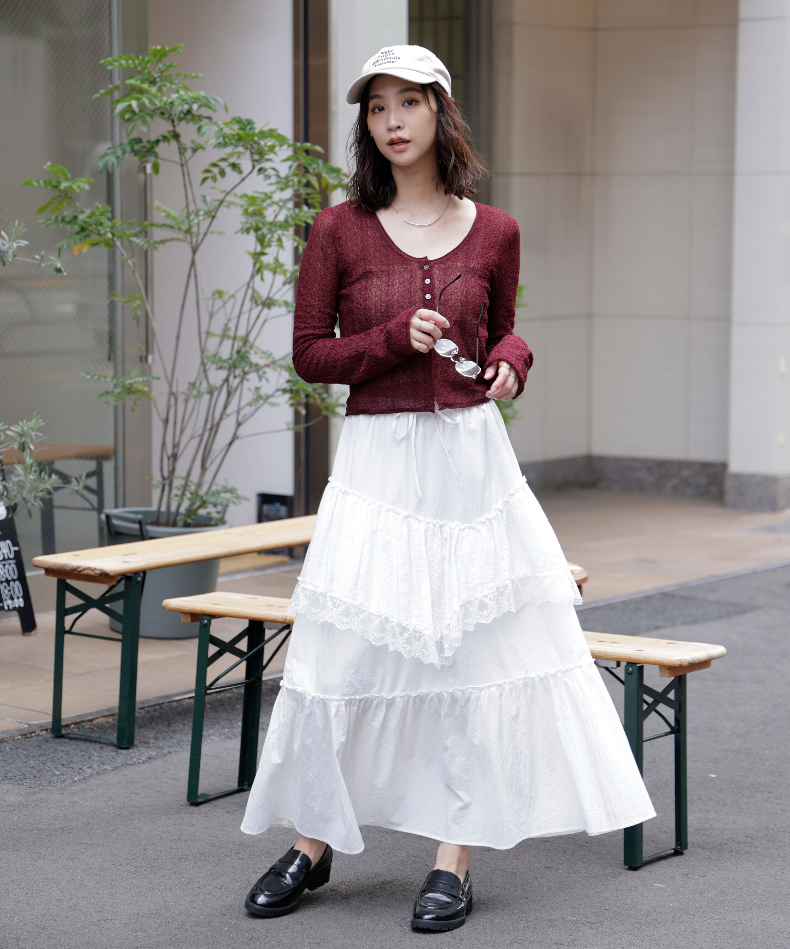  「シアーラウンドネックニットカーディガン」|ニット・セーター|