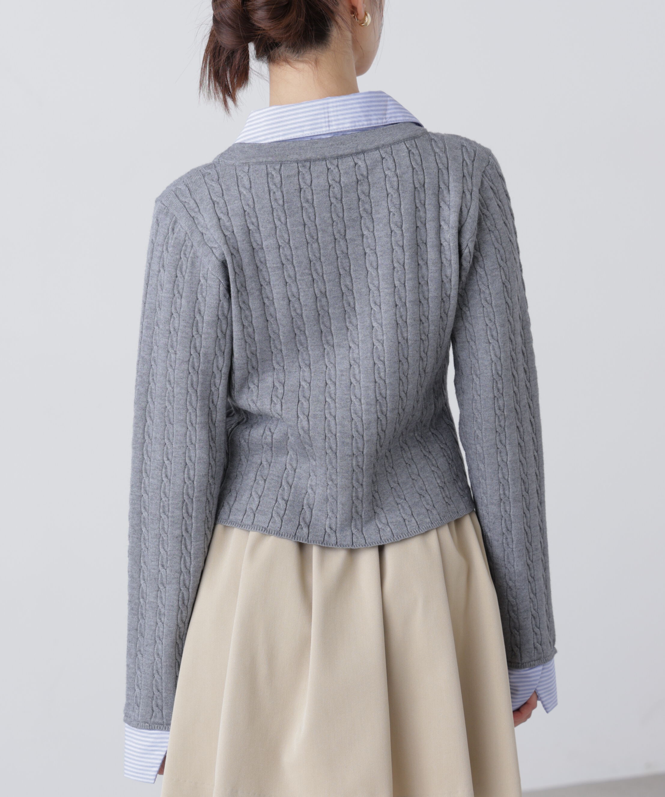  「シャツレイヤードゴールドボタンニット」|ニット・セーター|