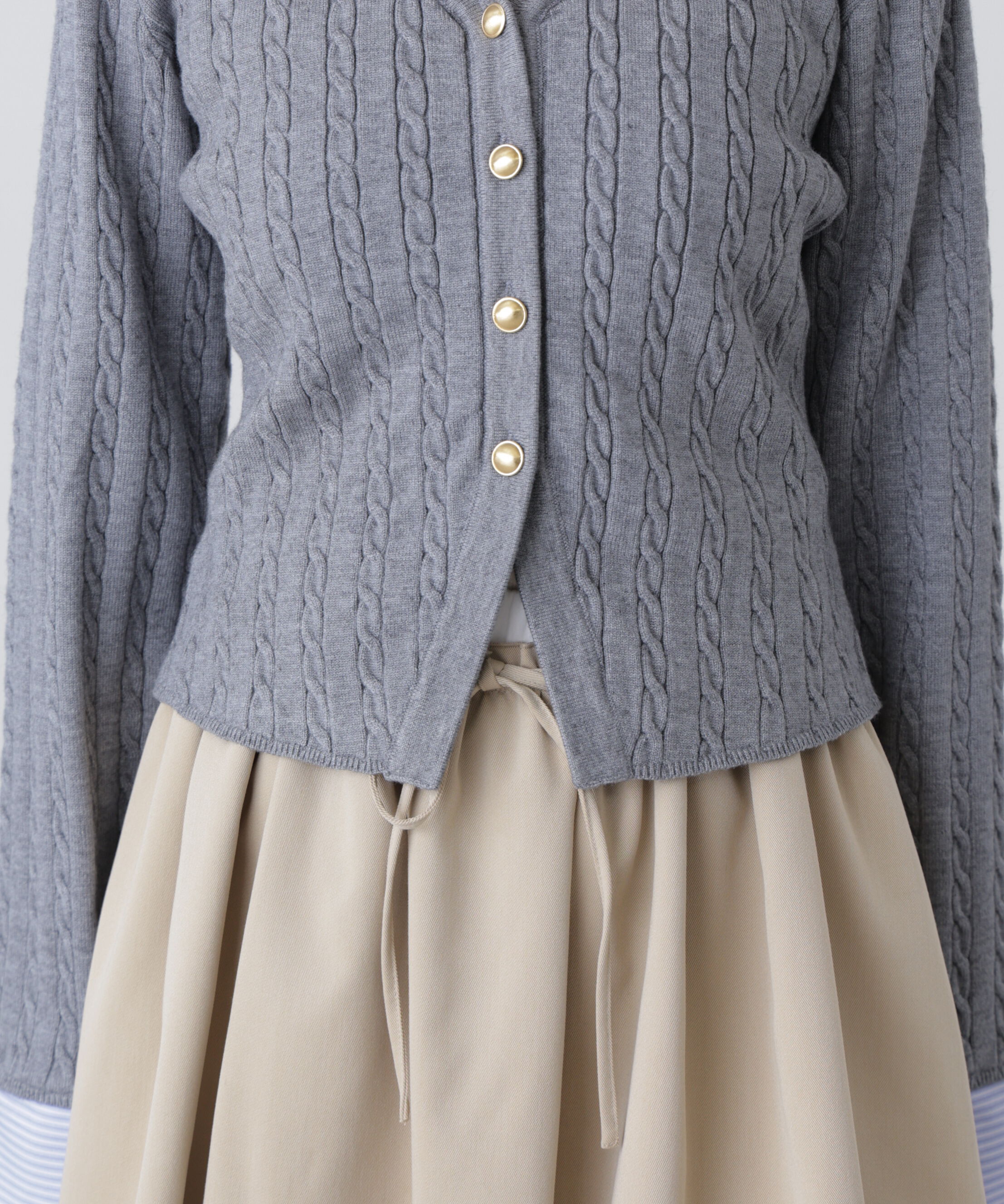  「シャツレイヤードゴールドボタンニット」|ニット・セーター|