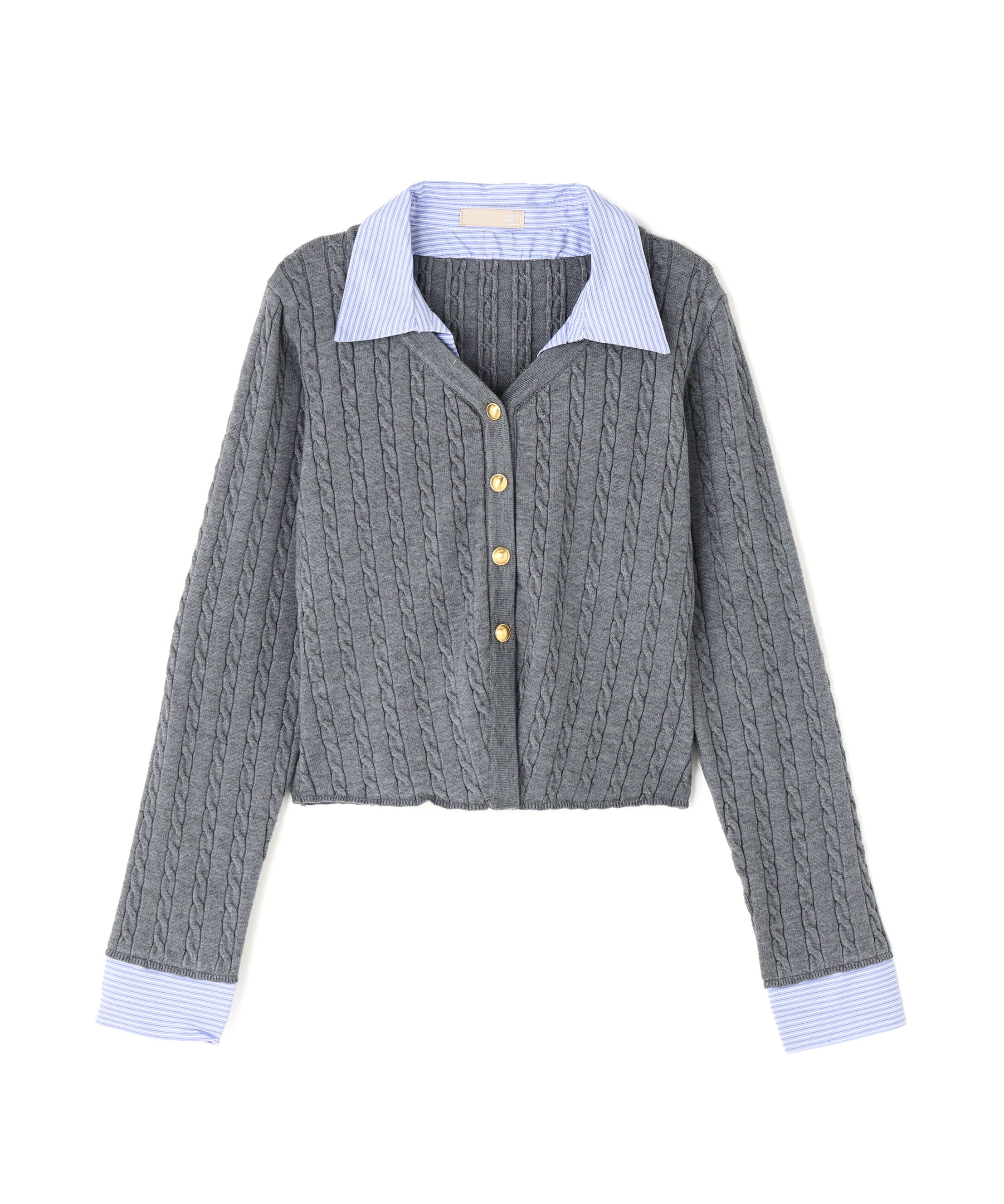  「シャツレイヤードゴールドボタンニット」|ニット・セーター|