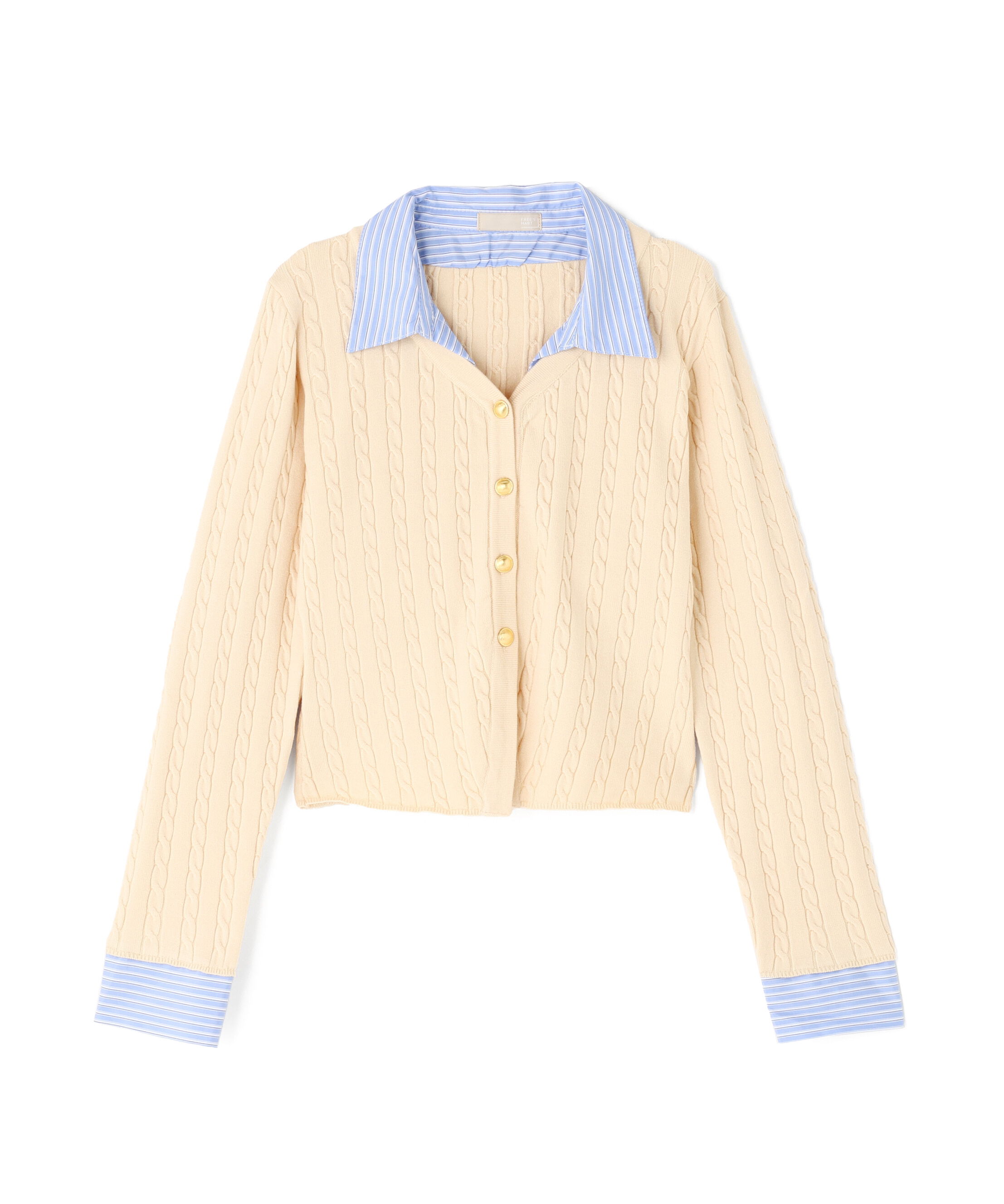  「シャツレイヤードゴールドボタンニット」|ニット・セーター|