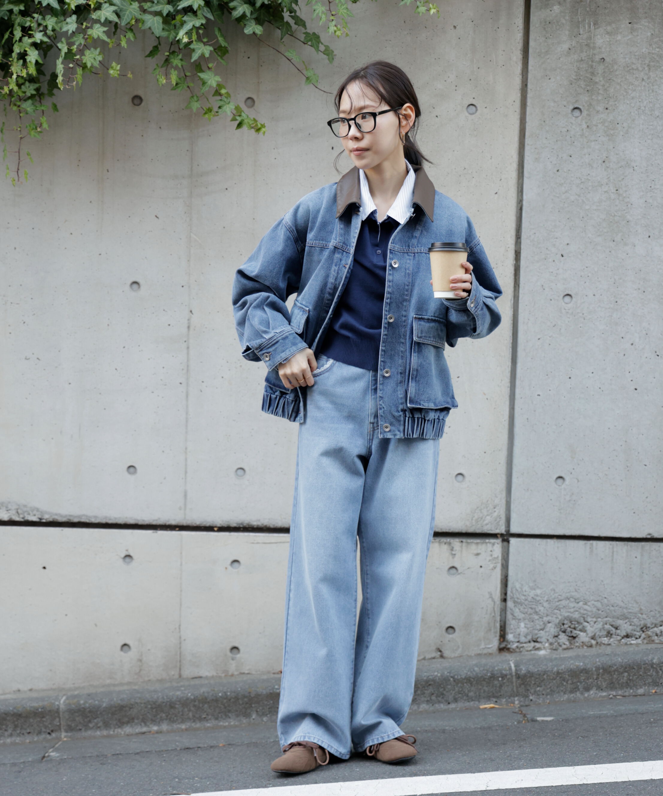  「[低身長サイズ/Sシリーズ]レーストリミングワイドストレートデニムパンツ」|その他|