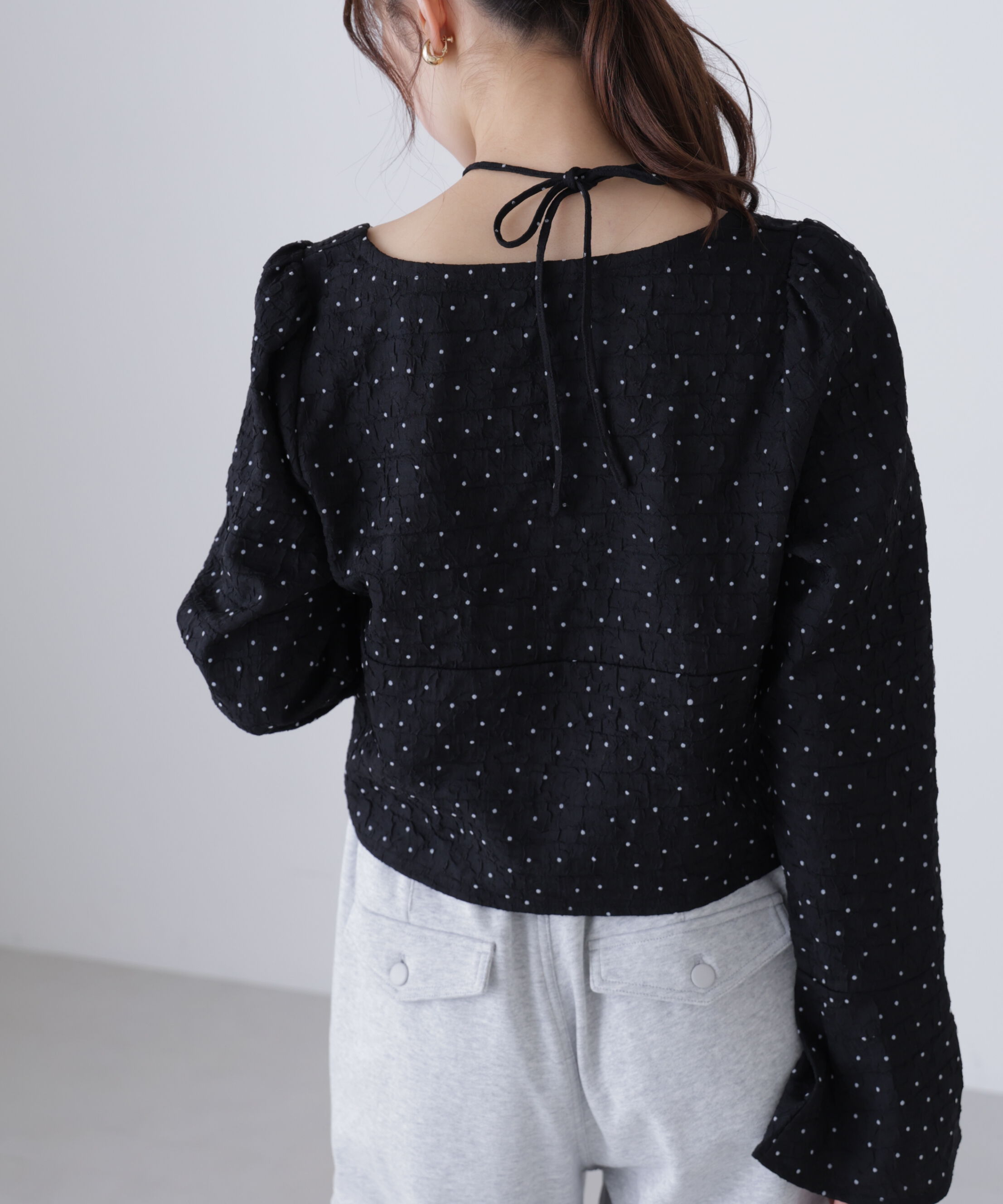  「フロントギャザーネックリボン付きブラウス」|シャツ・ブラウス|