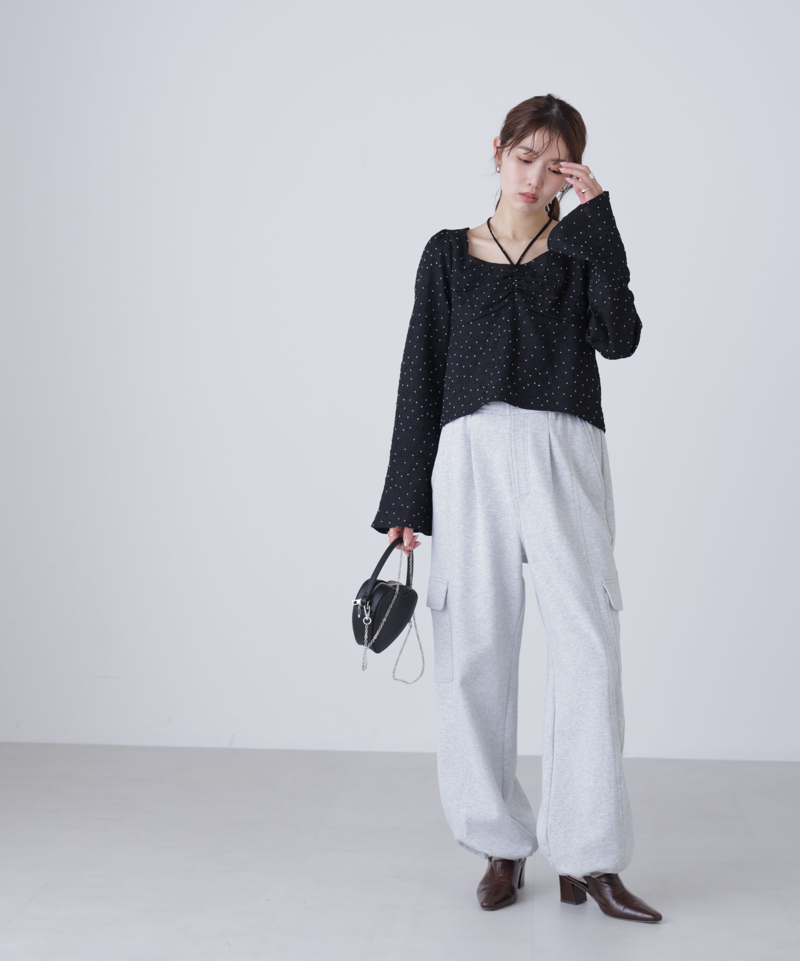  「フロントギャザーネックリボン付きブラウス」|シャツ・ブラウス|