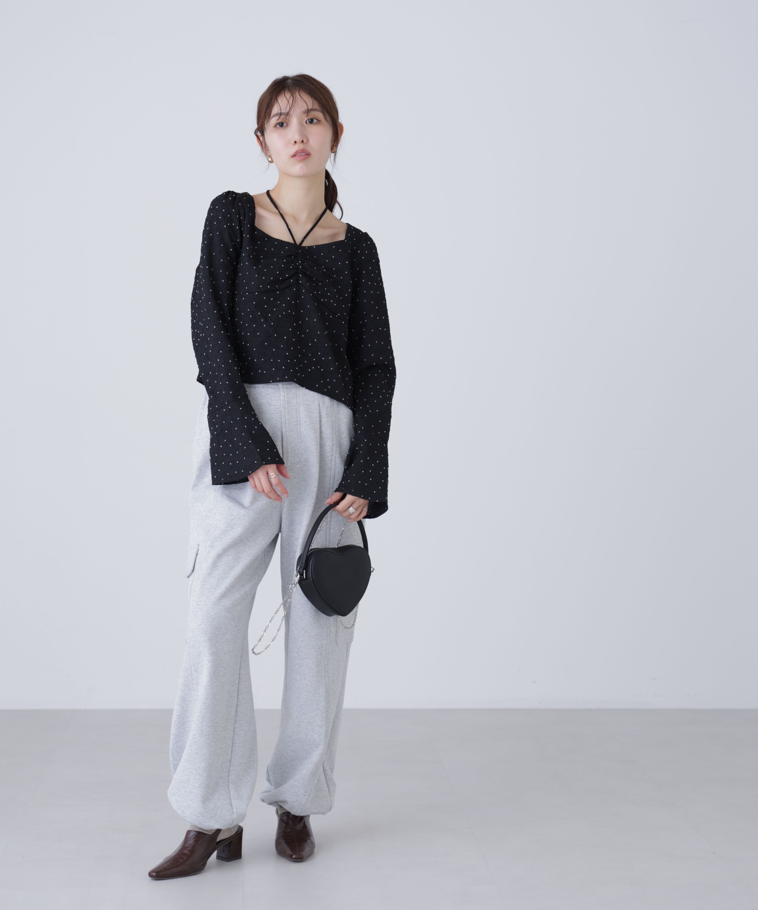  「フロントギャザーネックリボン付きブラウス」|シャツ・ブラウス|