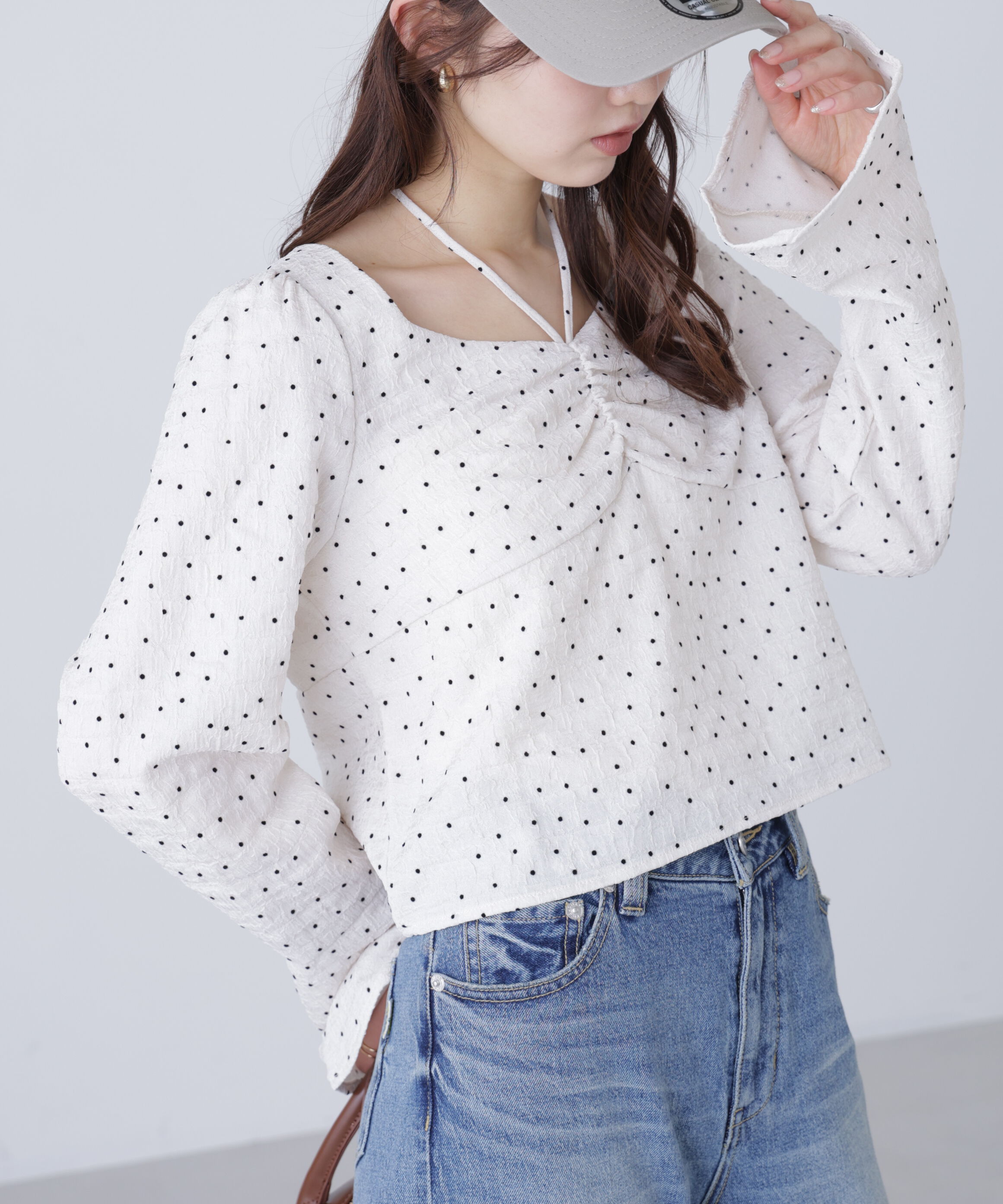  「フロントギャザーネックリボン付きブラウス」|シャツ・ブラウス|オフベースド 1