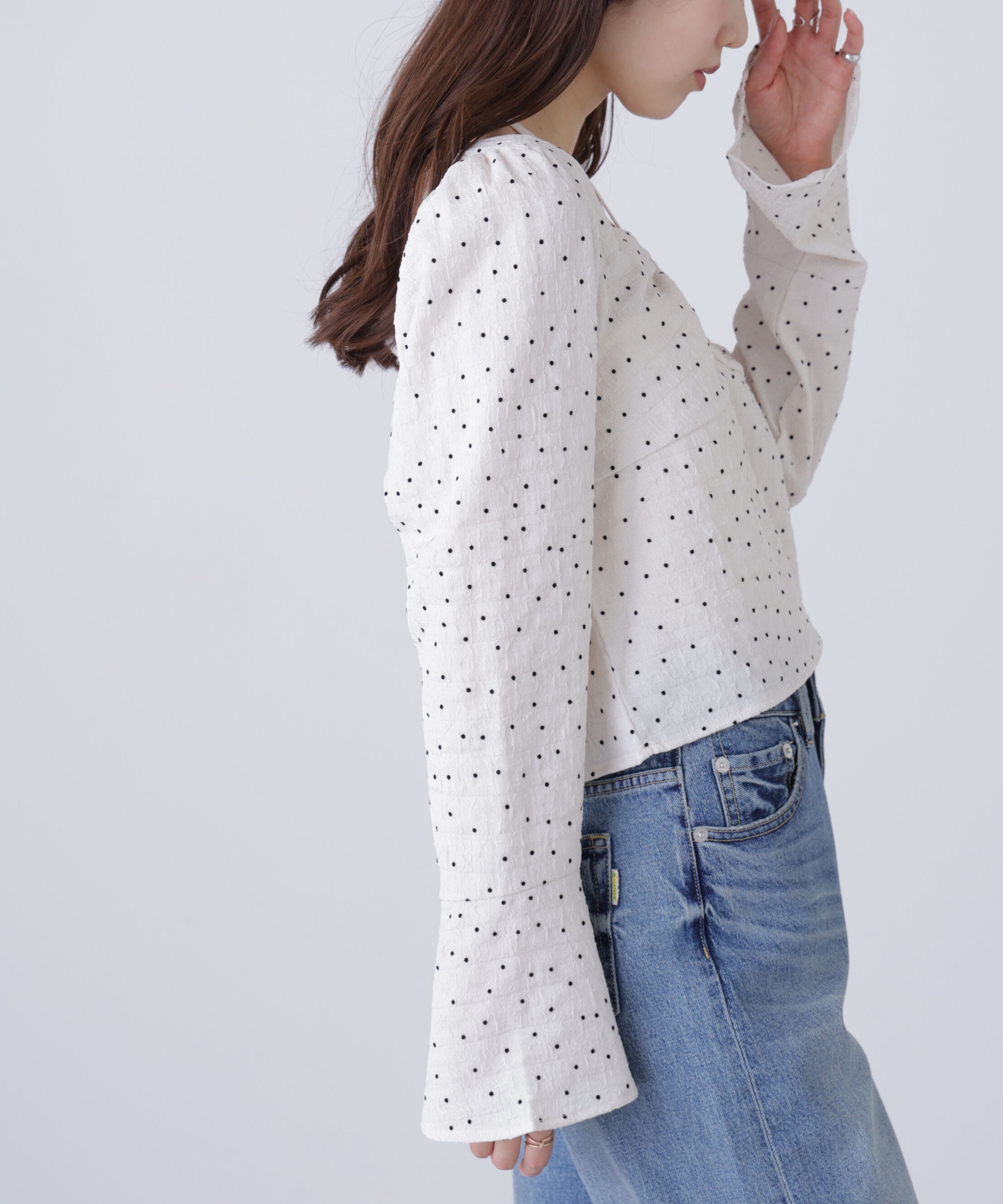  「フロントギャザーネックリボン付きブラウス」|シャツ・ブラウス|