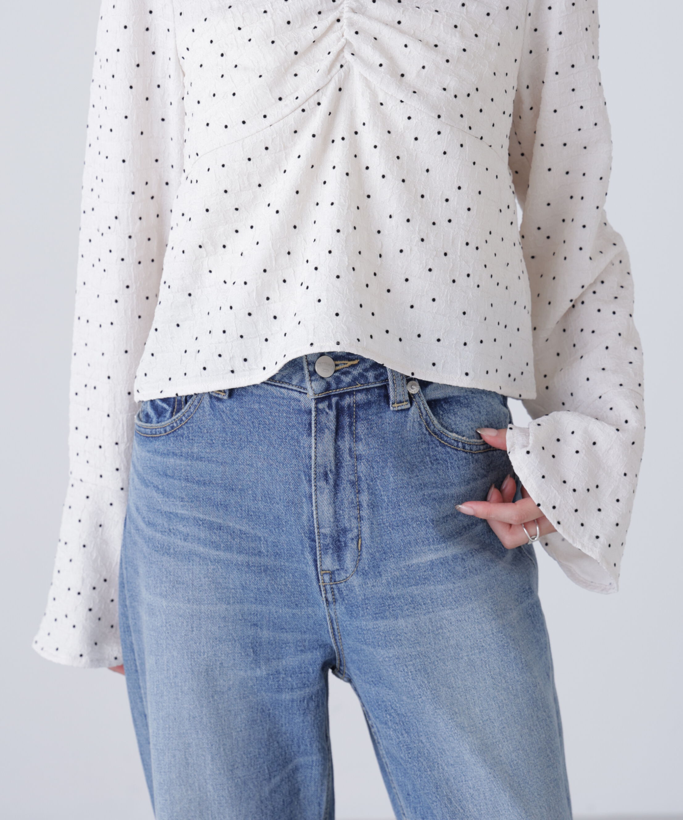  「フロントギャザーネックリボン付きブラウス」|シャツ・ブラウス|