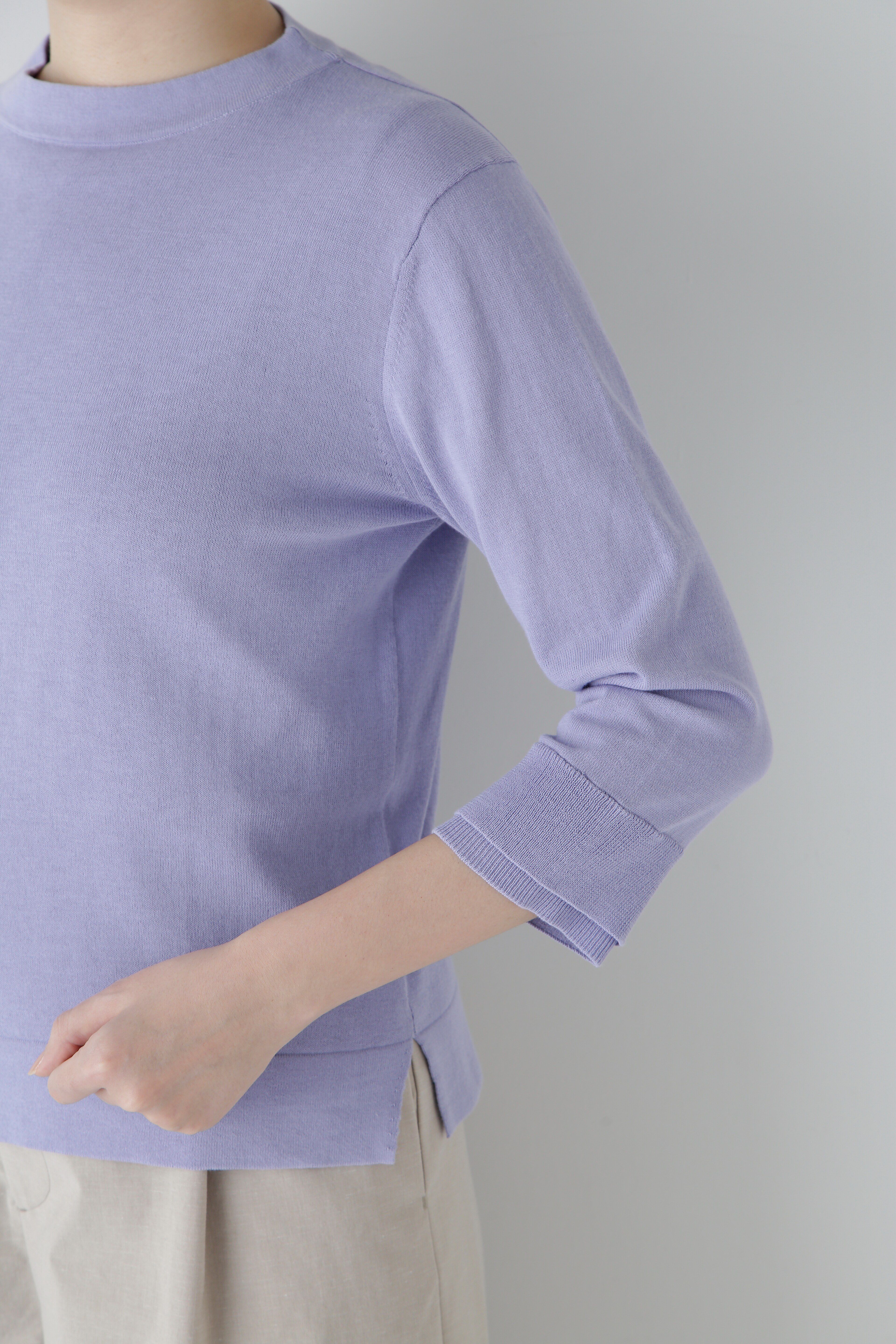  「◆【ウォッシャブル・UVカット】コットン混モックネックプルオーバー」|ニット・セーター|