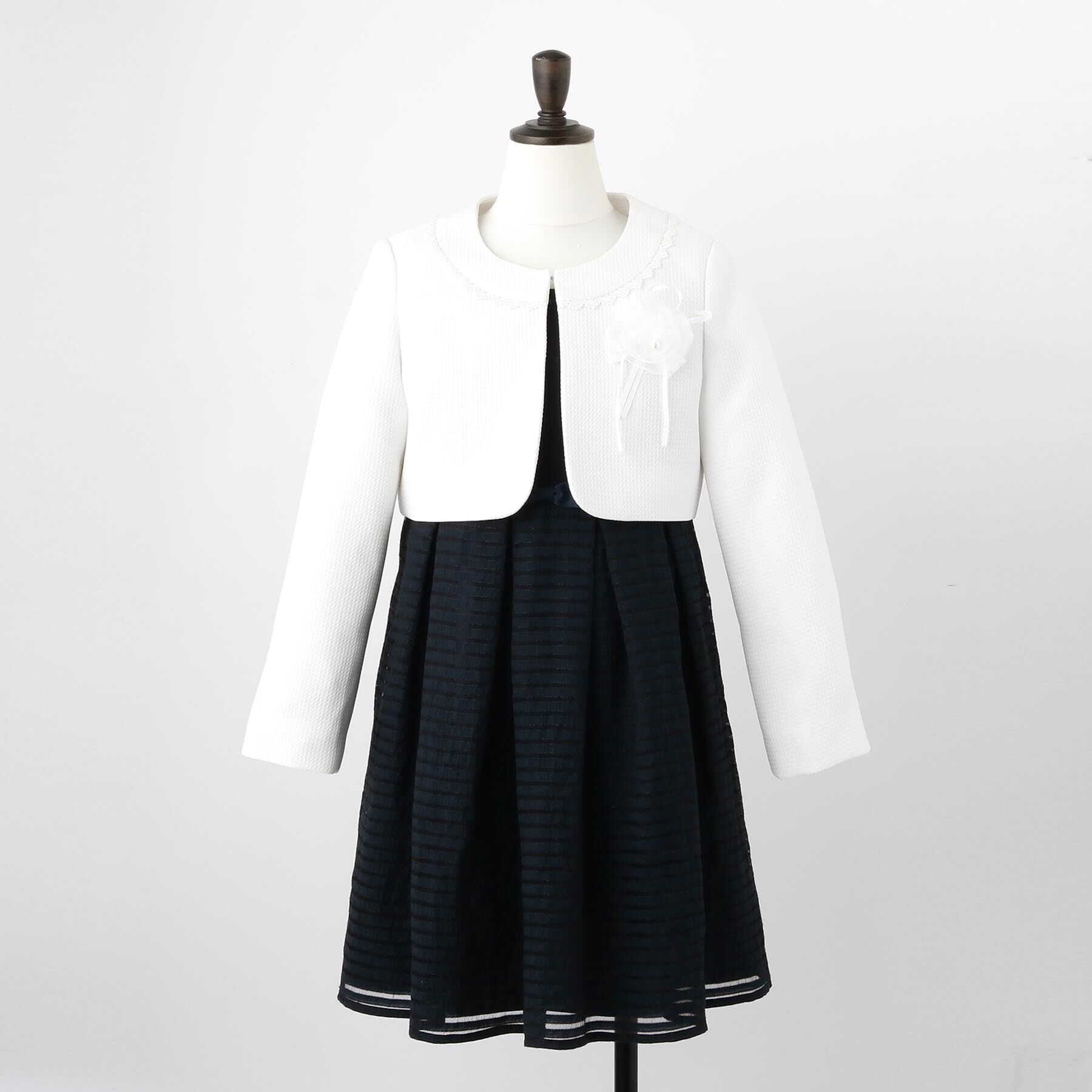 SHOO･LA･RUE「【110-130cm/3点セット/セレモニー/入卒】シアーボーダーワンピース」|その他|