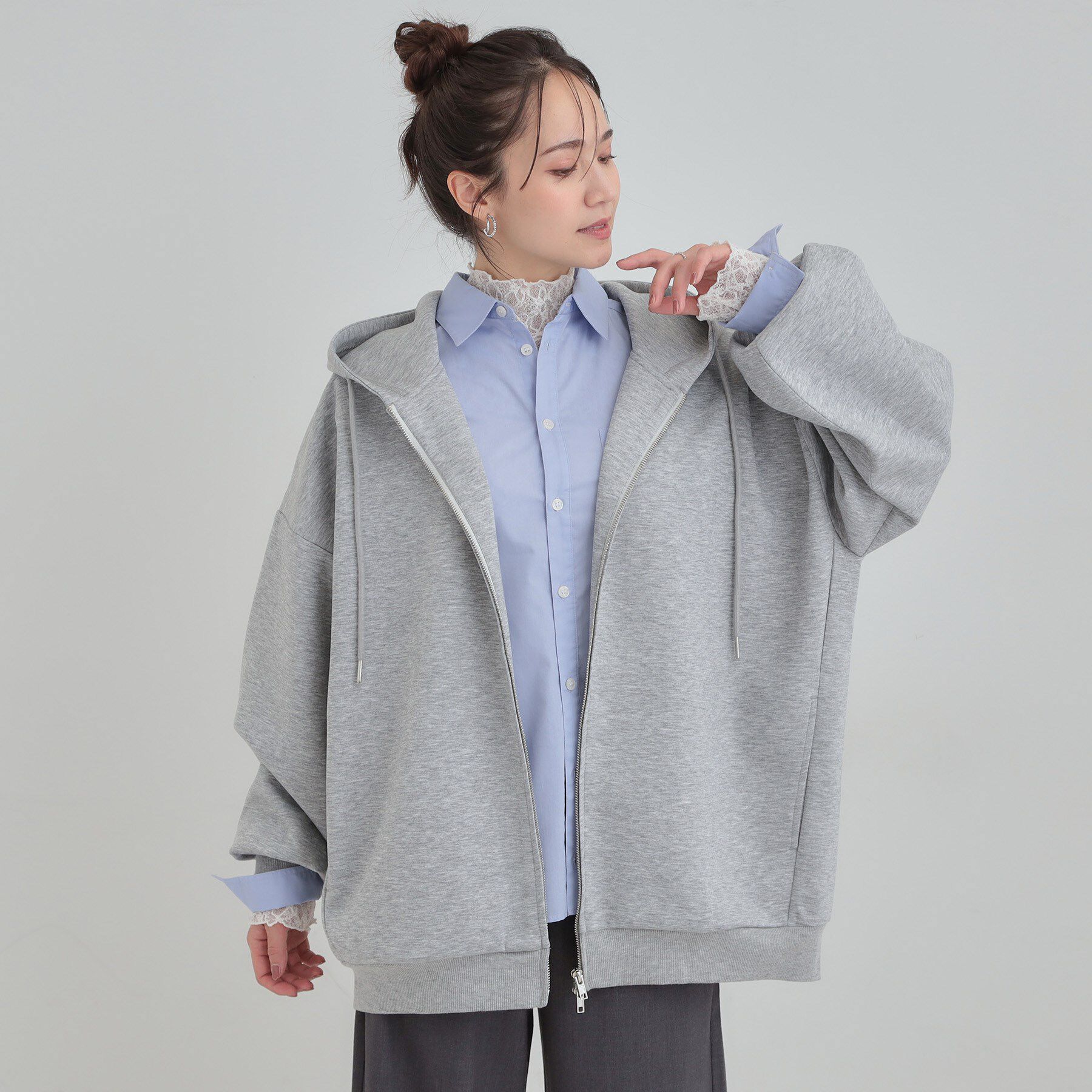 SHOO･LA･RUE「【セットアップ可/なめらかタッチ】オーバーサイズゆるパーカ」|パーカー|