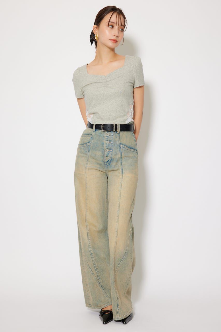 rienda「レースカッティングタイトトップス」|Tシャツ・カットソー|