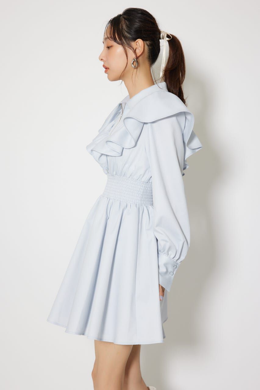 rienda「フロントZIPフリルミニシャツワンピース」|ワンピース|