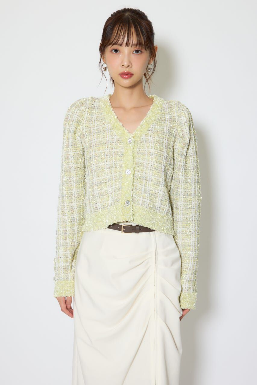 rienda「ツイードニットカーディガントップス」|ニット・セーター|