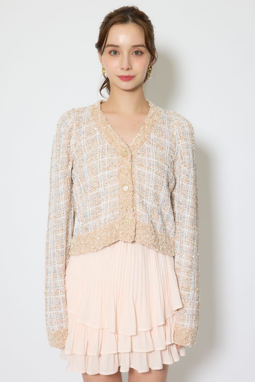 rienda「ツイードニットカーディガントップス」|ニット・セーター|