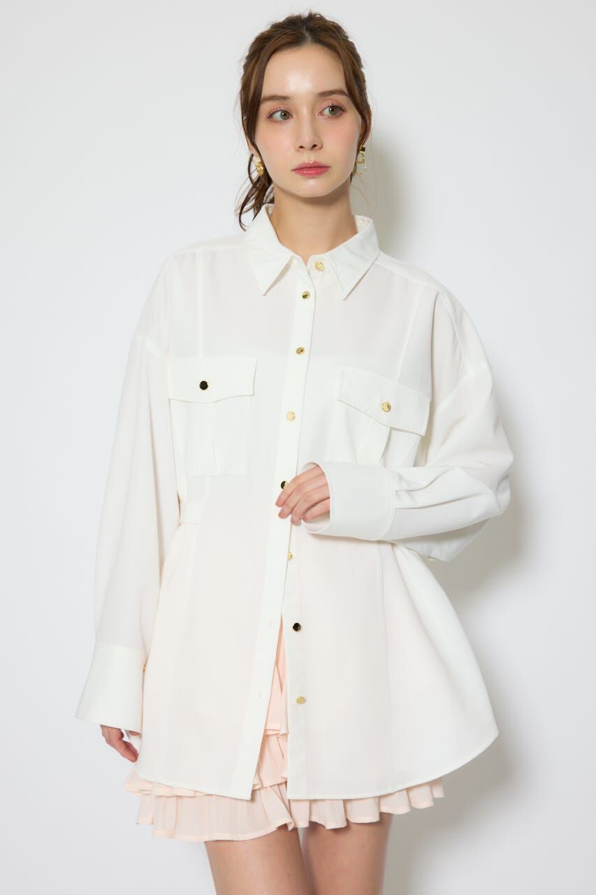 rienda「ベルトディティールビッグシャツ」|シャツ・ブラウス|