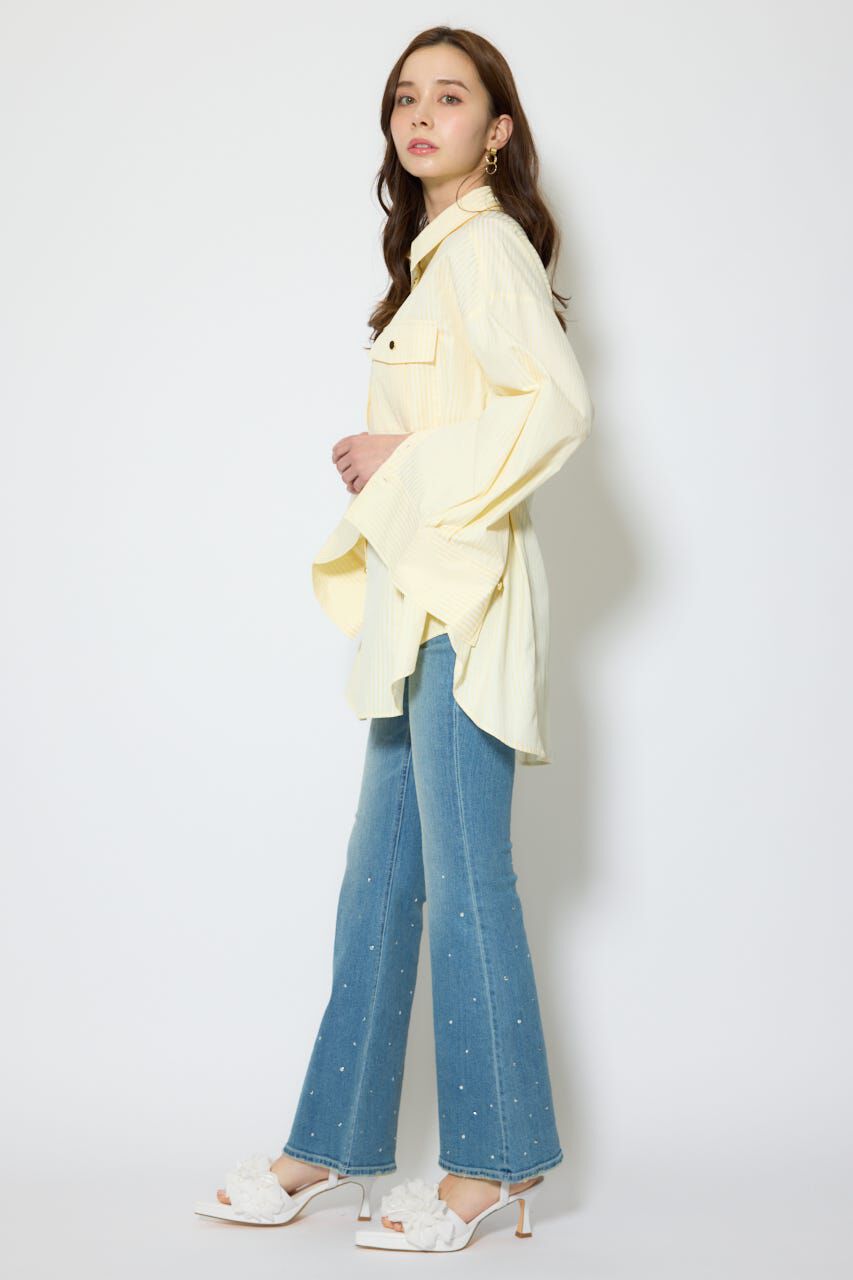 rienda「ベルトディティールビッグシャツ」|シャツ・ブラウス|