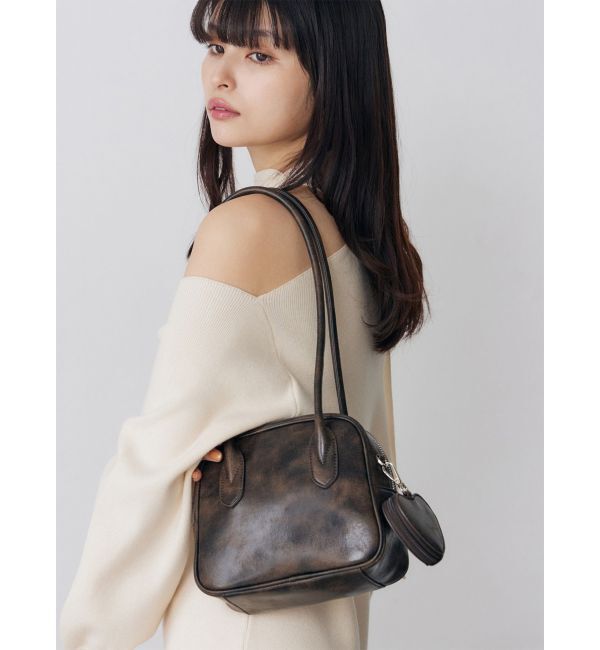 MURUA「ロングショルダースクエアボストンバッグ」|ショルダー・メッセンジャー|ブラウン