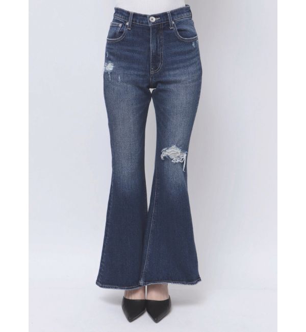 GYDA「ハイウエストダメージフレアデニムパンツ」|デニム|