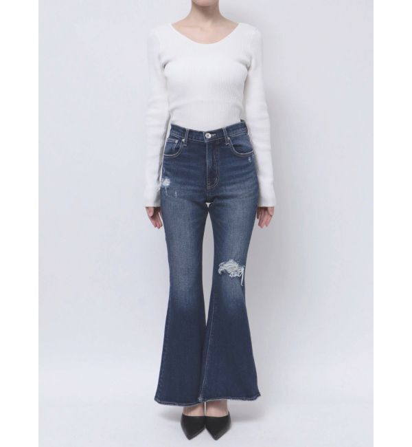 GYDA「ハイウエストダメージフレアデニムパンツ」|デニム|