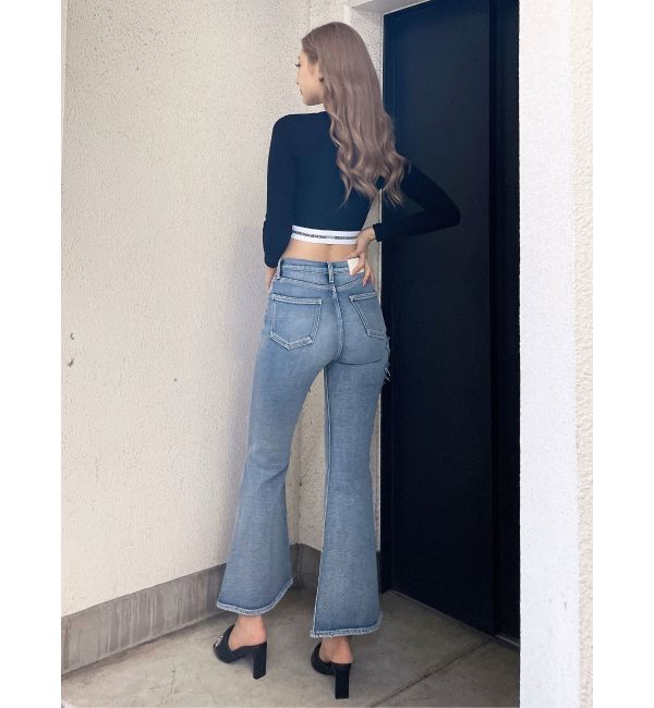 GYDA「ハイウエストダメージフレアデニムパンツ」|デニム|