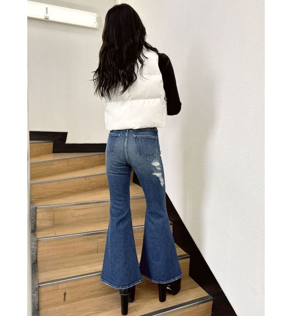 GYDA「ハイウエストダメージフレアデニムパンツ」|デニム|