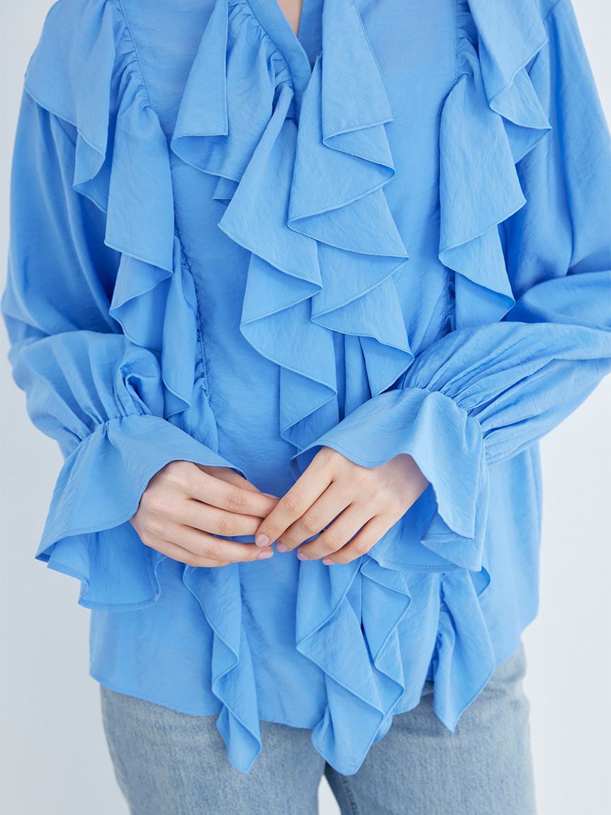 Mila Owen「フレアスリーブスキッパーラッフルブラウス」|シャツ・ブラウス|