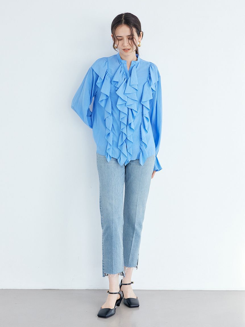 Mila Owen「フレアスリーブスキッパーラッフルブラウス」|シャツ・ブラウス|