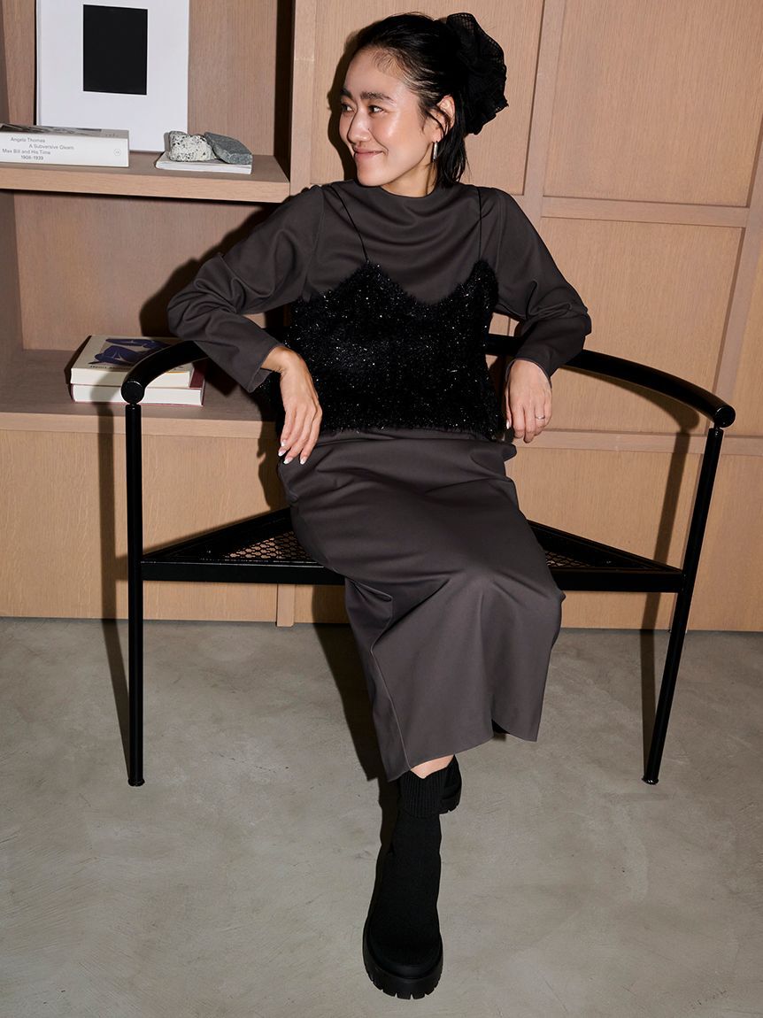 emmi atelier「チェックオーガンジーシュシュ」|ヘアバンド|