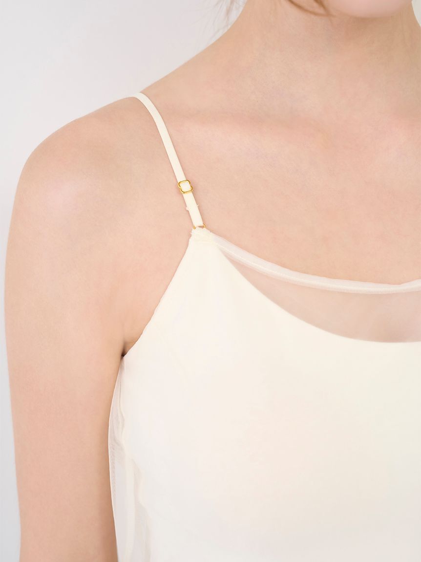 LILY BROWN Lingerie「【LILY BROWN Lingerie】カップ付フリルチュールキャミ」|キャミソール|