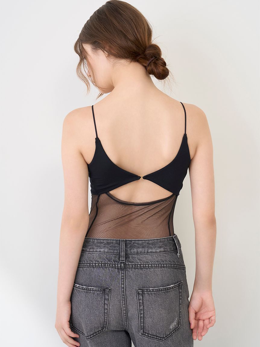 LILY BROWN Lingerie「【LILY BROWN Lingerie】カップ付ハーフシアーキャミ」|キャミソール|