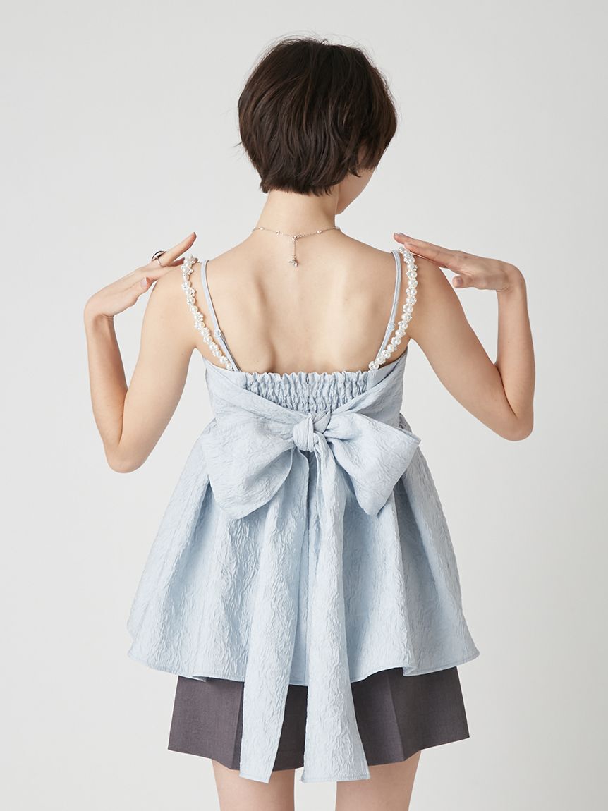 LILY BROWN「[L.B CANDY STOCK]ビッグリボンビジューペプラムトップス」|キャミソール|