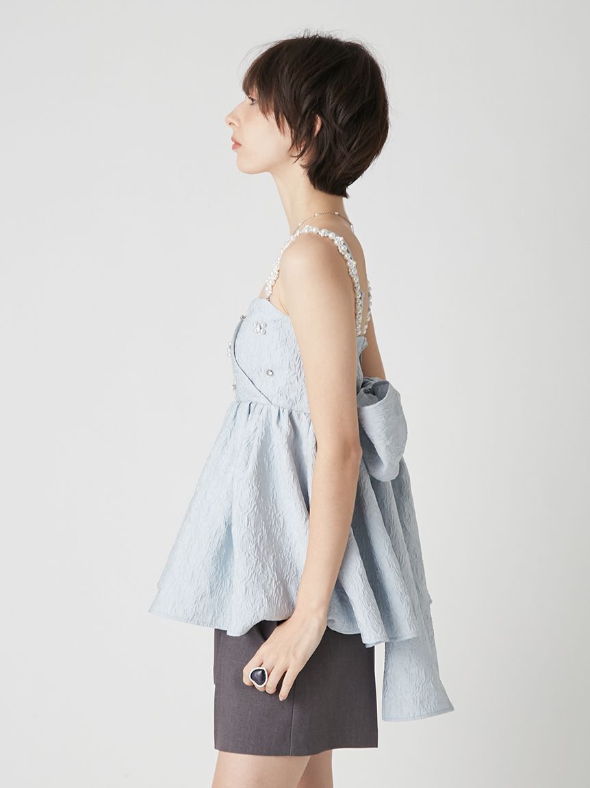 LILY BROWN「[L.B CANDY STOCK]ビッグリボンビジューペプラムトップス」|キャミソール|