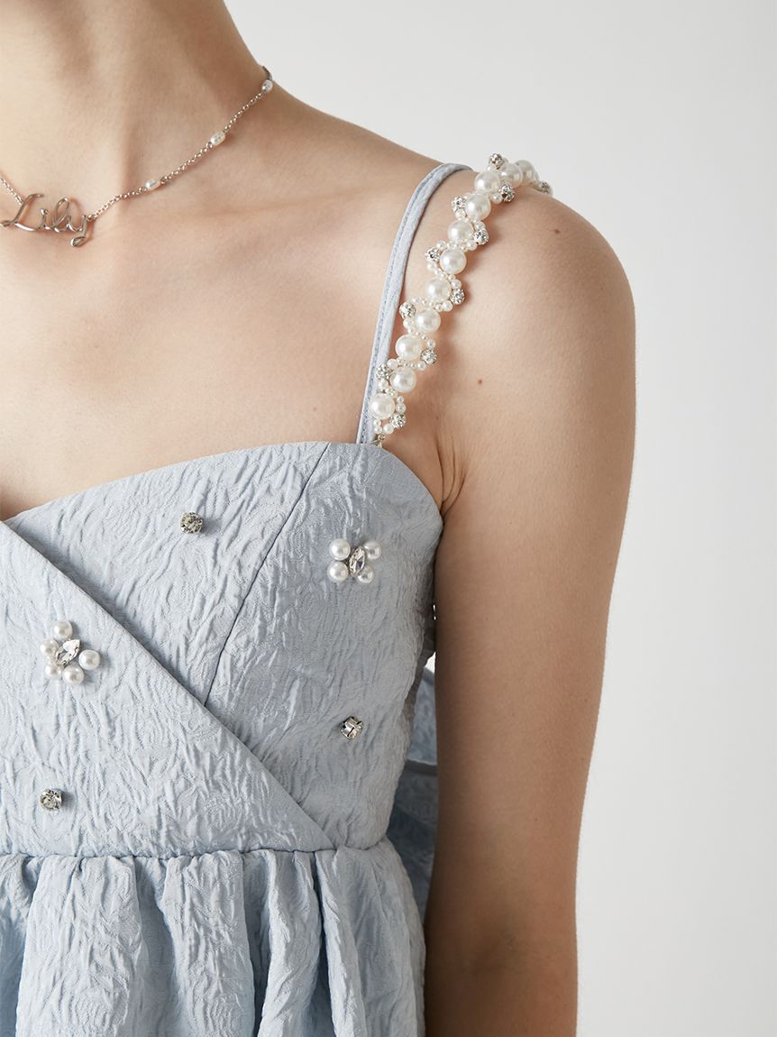 LILY BROWN「[L.B CANDY STOCK]ビッグリボンビジューペプラムトップス」|キャミソール|