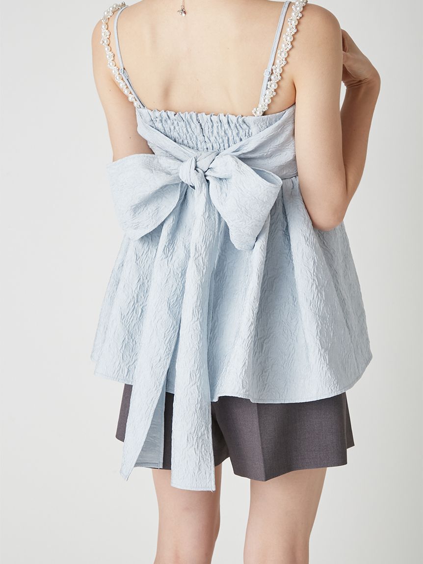 LILY BROWN「[L.B CANDY STOCK]ビッグリボンビジューペプラムトップス」|キャミソール|